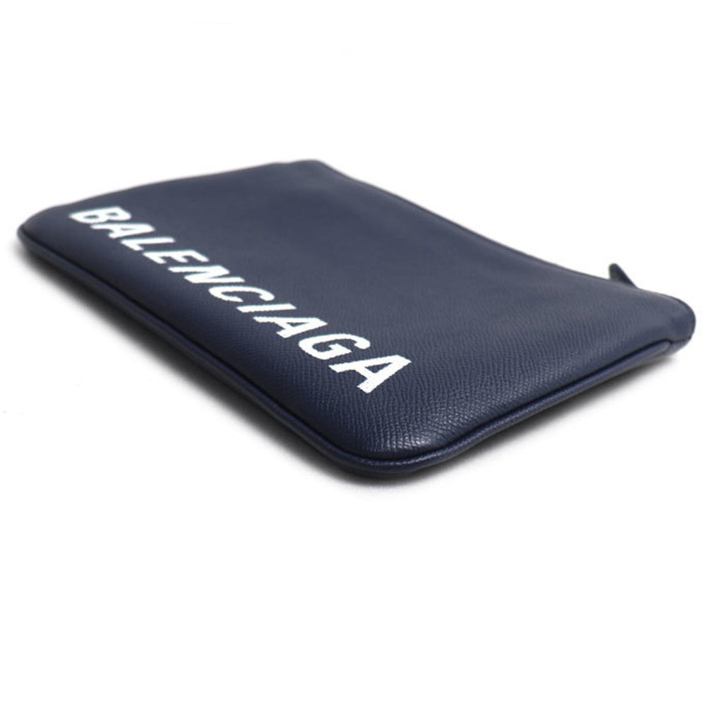 Balenciaga Navy Leather Clutch