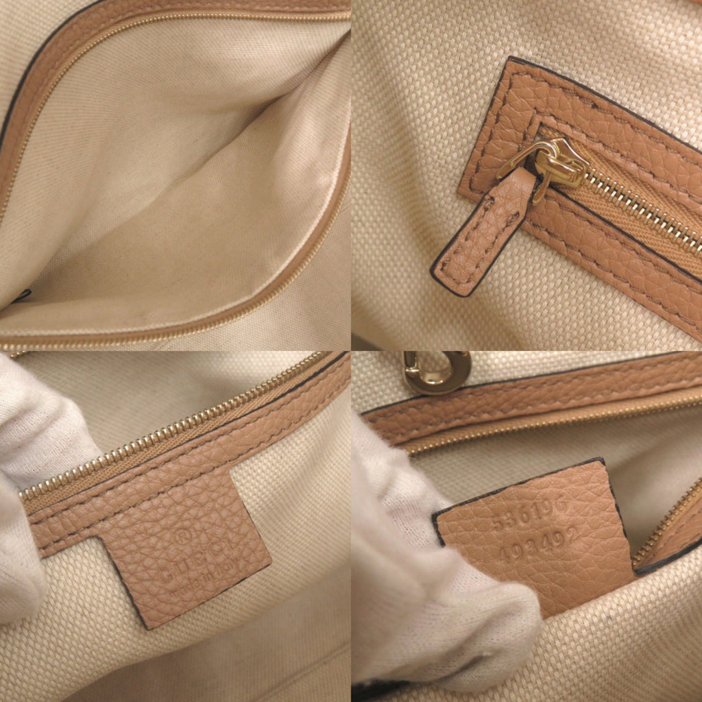 Gucci Beige Leather Shoulder Bag Tote Bag (Pre-Owned)