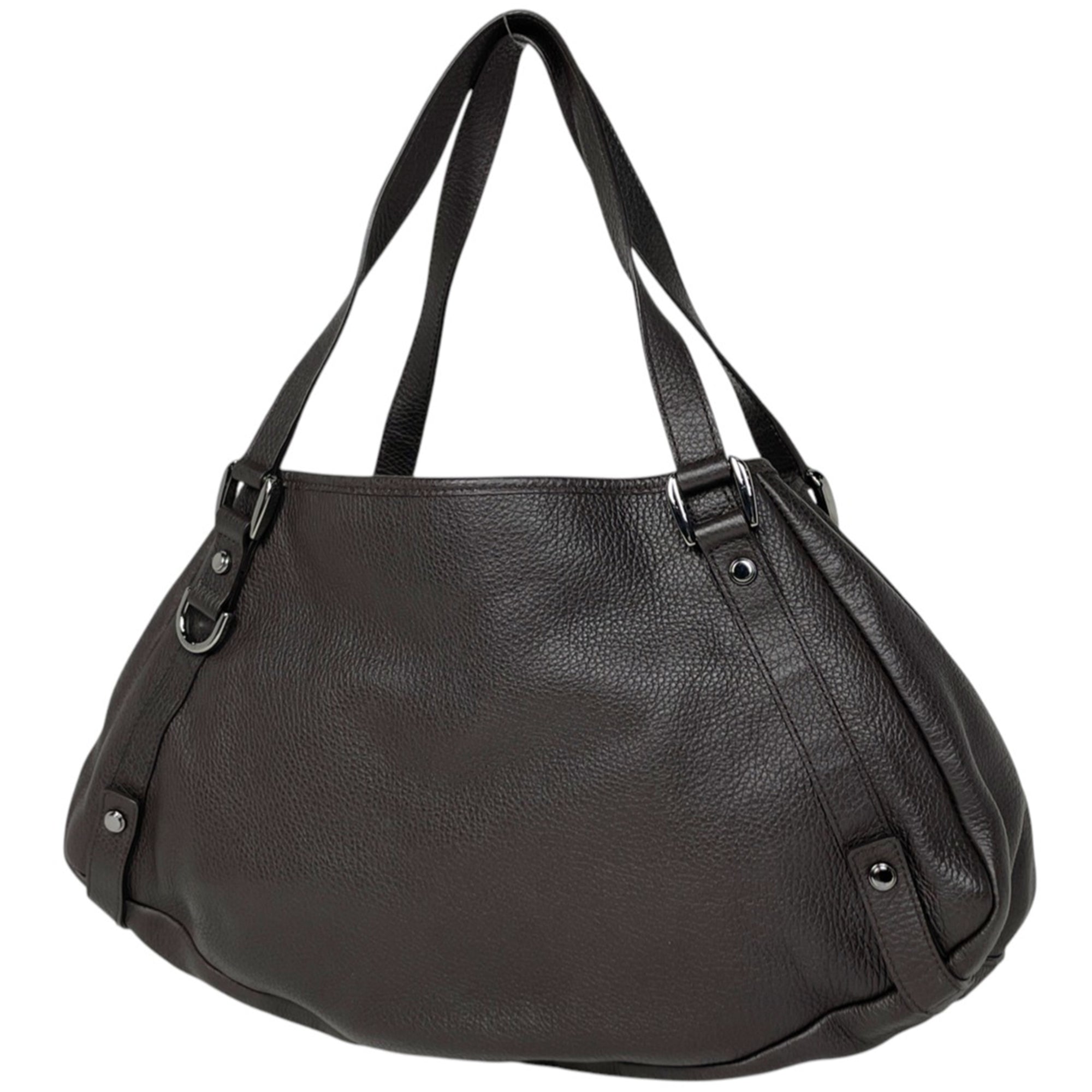 Gucci Dark Brown Leather Handbag Tote Bag (Pre-Owned)