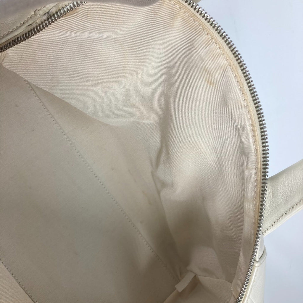 Chanel White Leather Boston Bag
