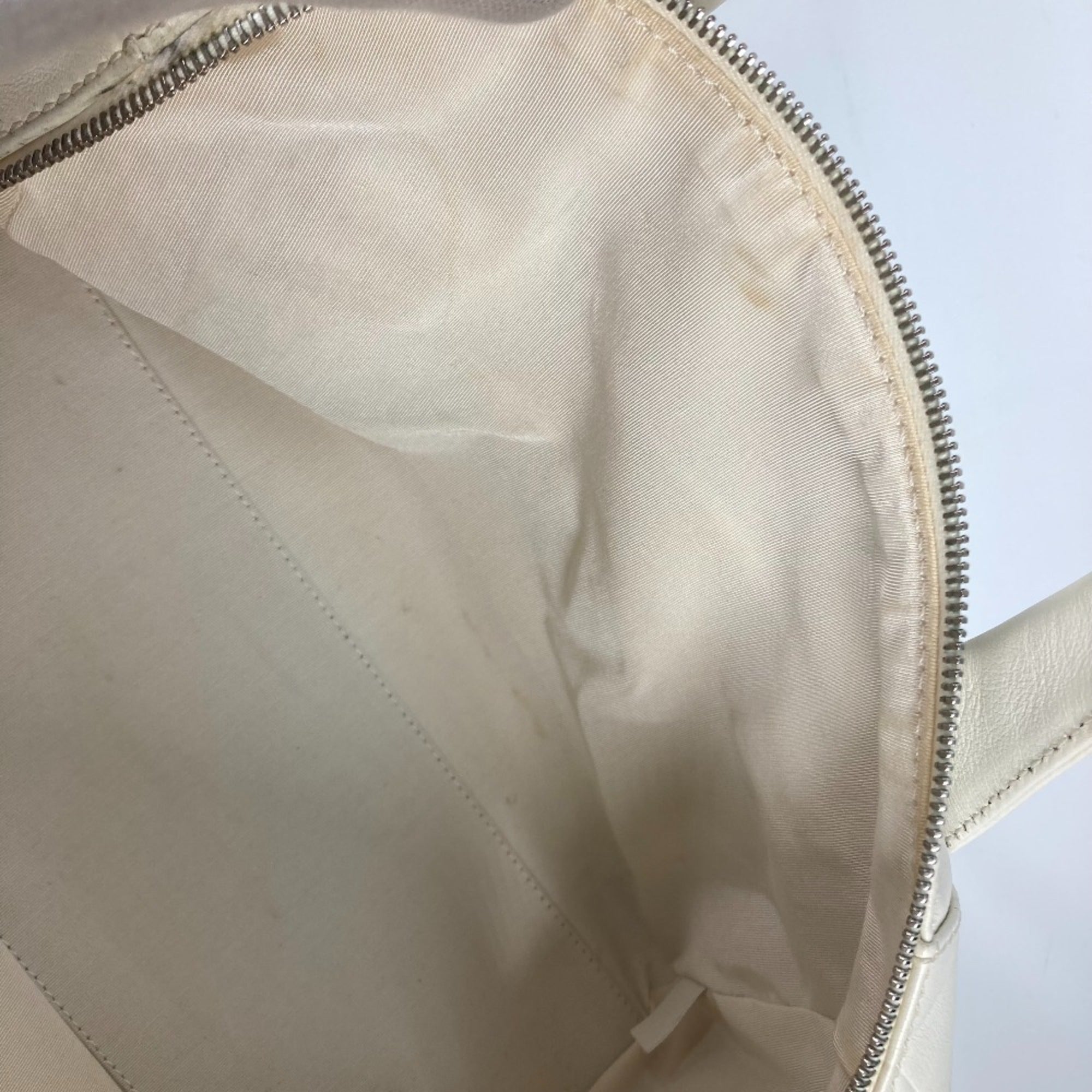 Chanel White Leather Boston Bag