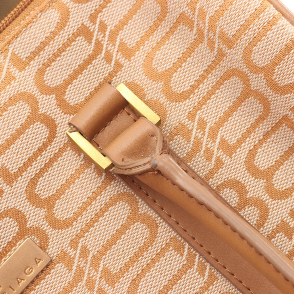 Balenciaga Beige Brown Canvas Leather Hand