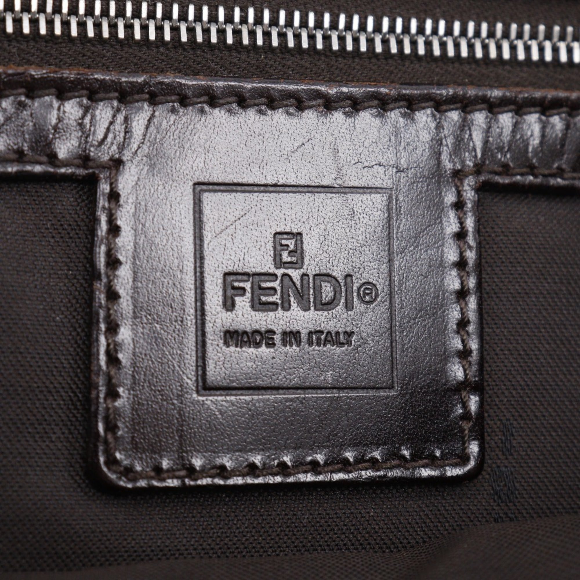 Fendi Brown Nylon Canvas Shoulder Bag