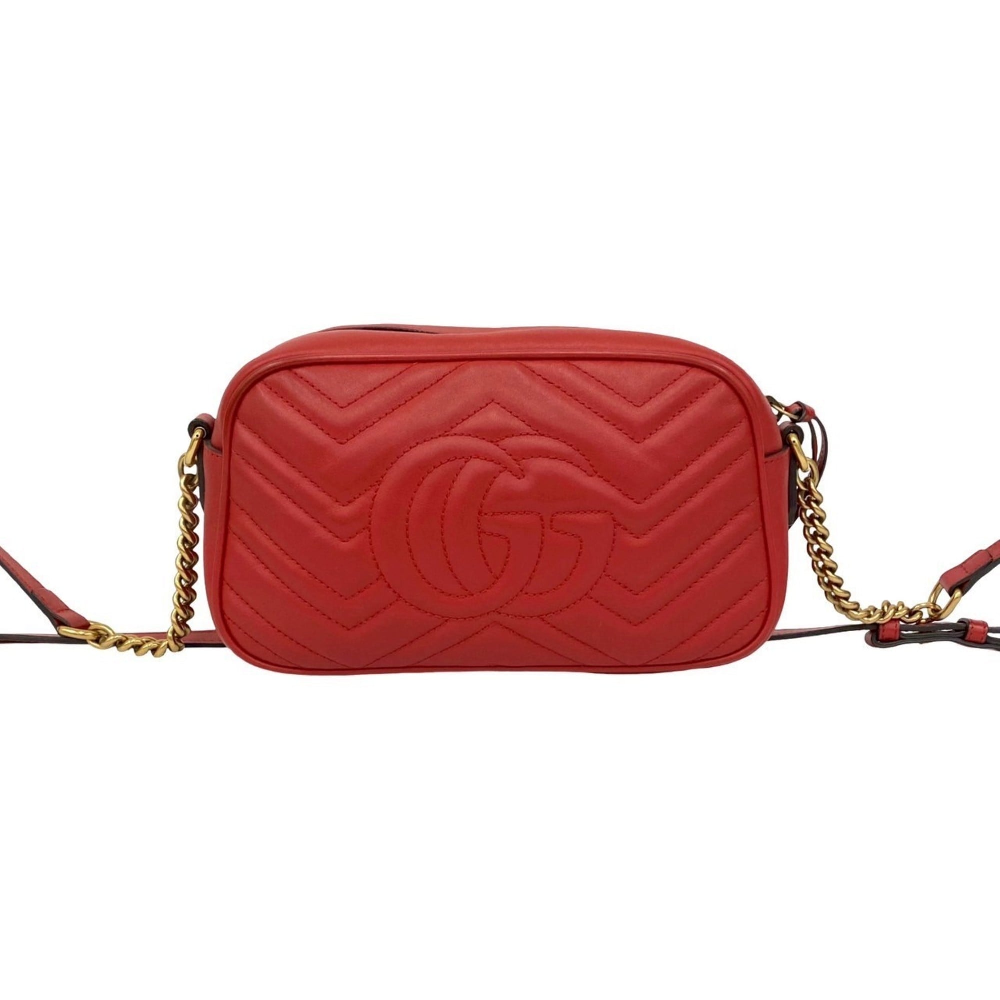 Gucci Red Color Leather Pochette Shoulder Bag (Pre-Owned)