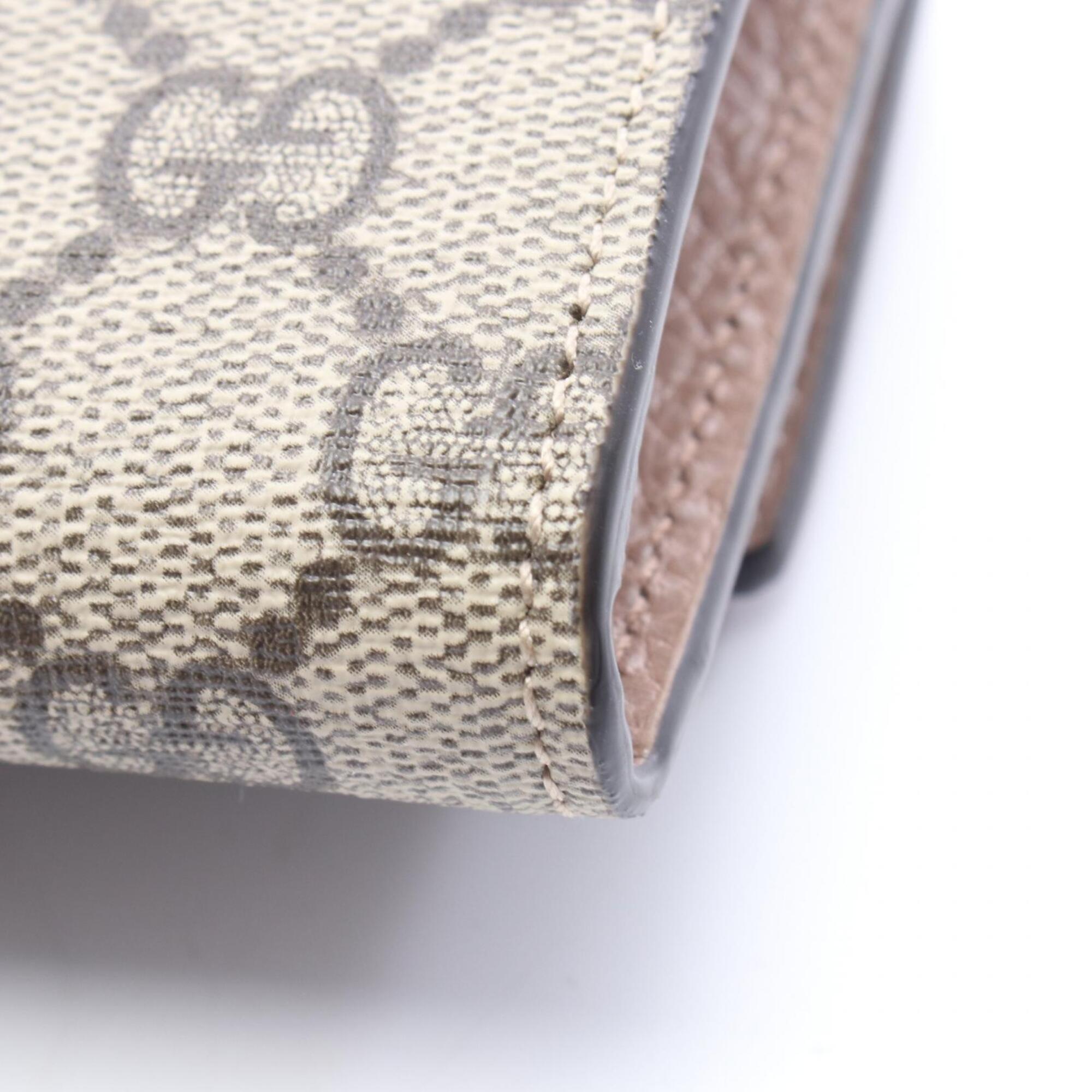 Gucci Beige Brown Pink Leather Pvc Long Wallet (Bi-Fold) (Pre-Owned)