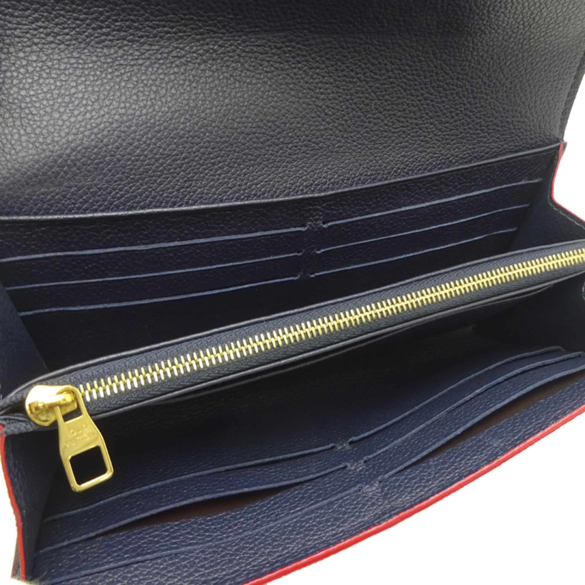 Louis Vuitton Marine Rouge Navy Red Color Monogram Empreinte Long Wallet