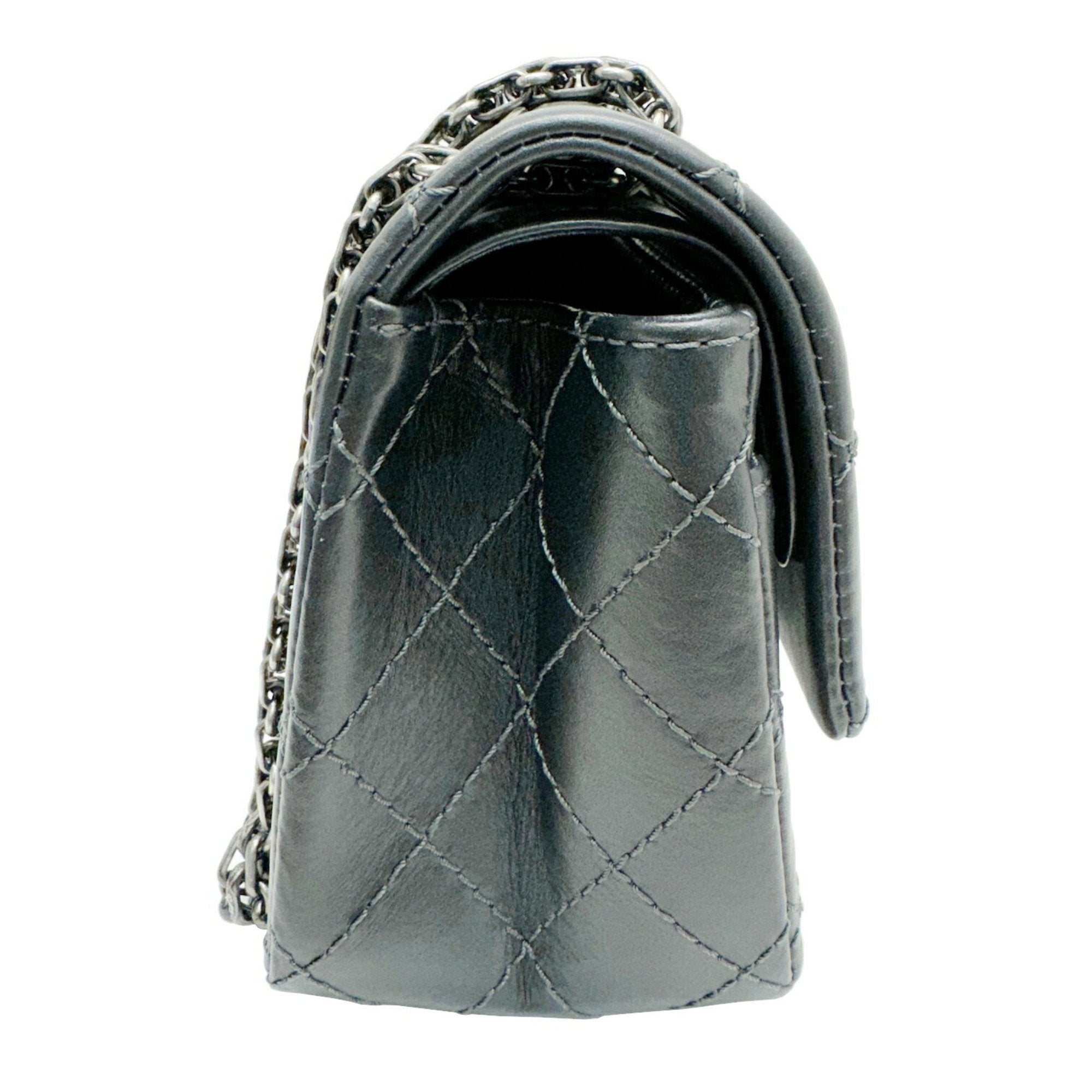 Chanel Dark Gray Leather Shoulder Bag