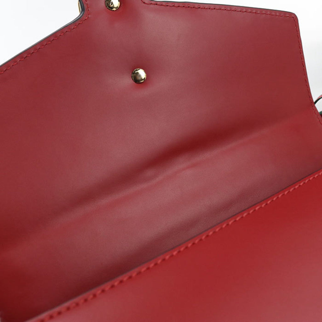 Gucci Red Color Leather Shoulder Bag (Pre-Owned)