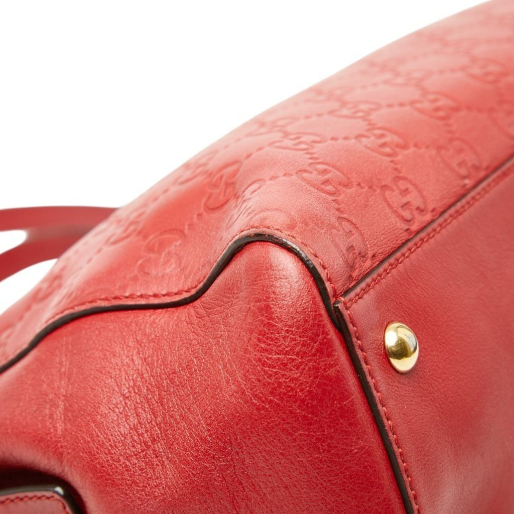 Gucci Red Color Leather Tote Bag (Pre-Owned)