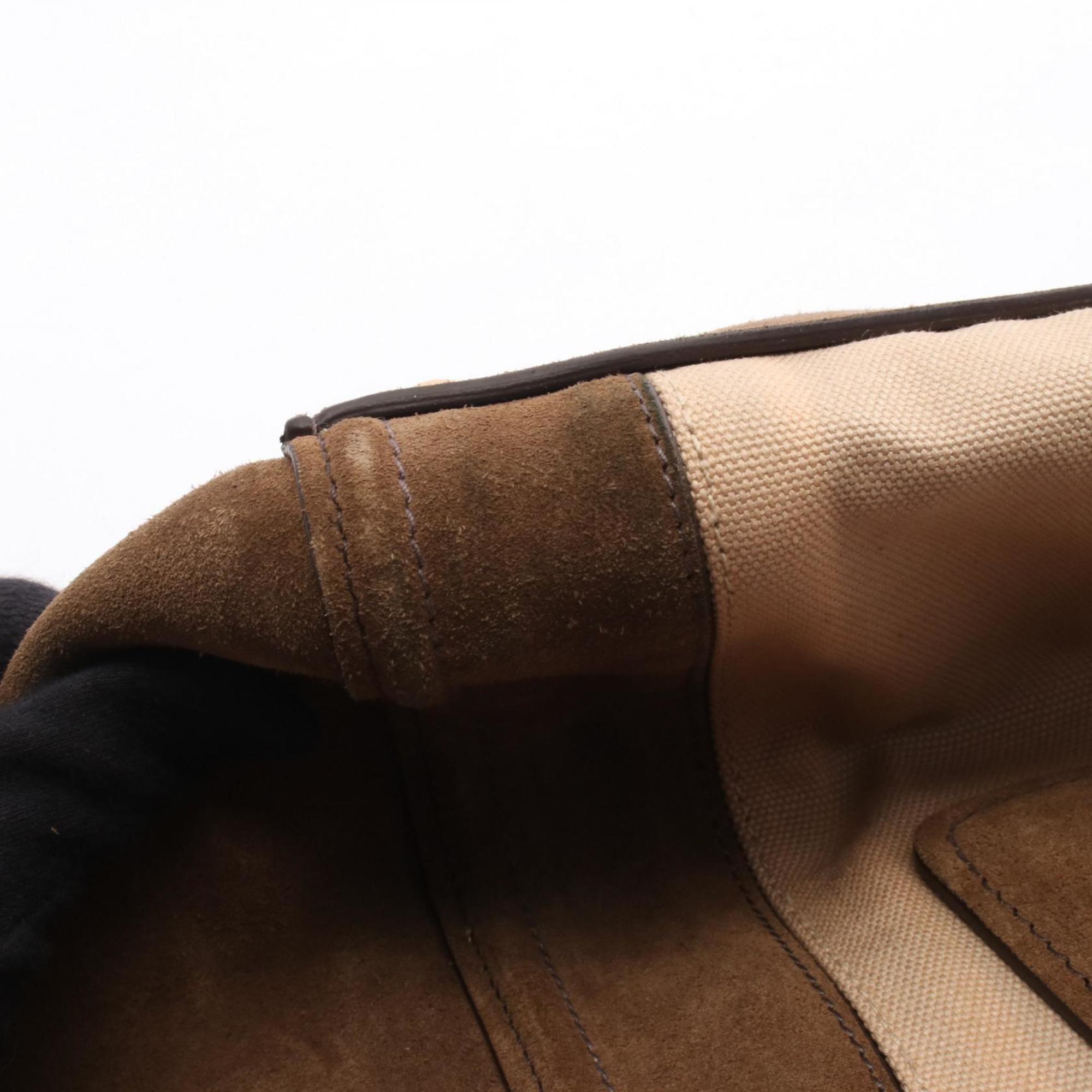 Prada Beige Brown Canvas Suede Handbag