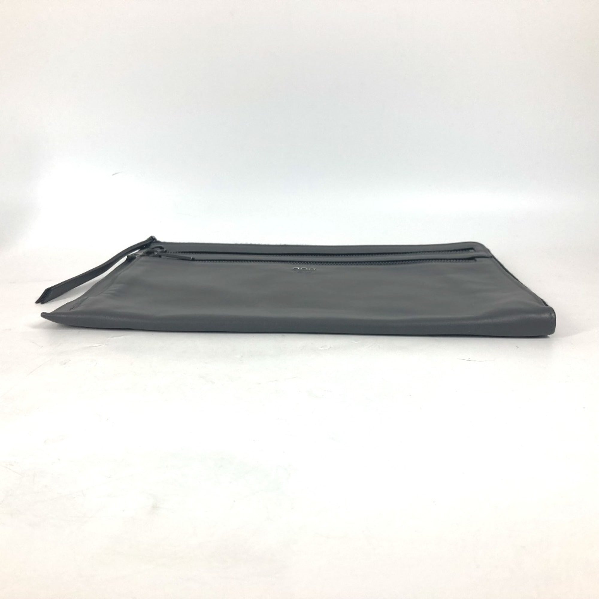 Fendi Gray Leather Clutch Bag