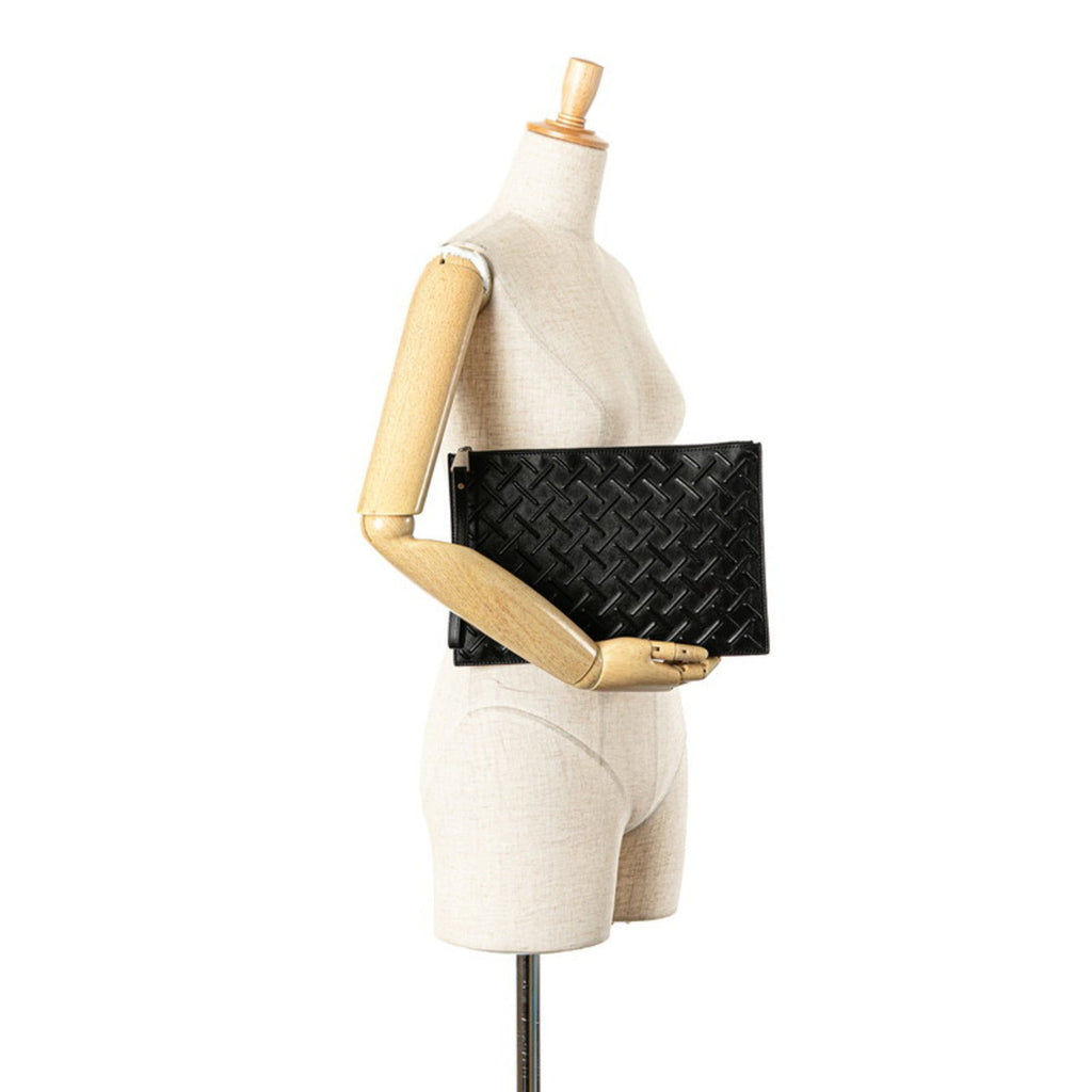 Bottega Veneta Black Leather Clutch Bag