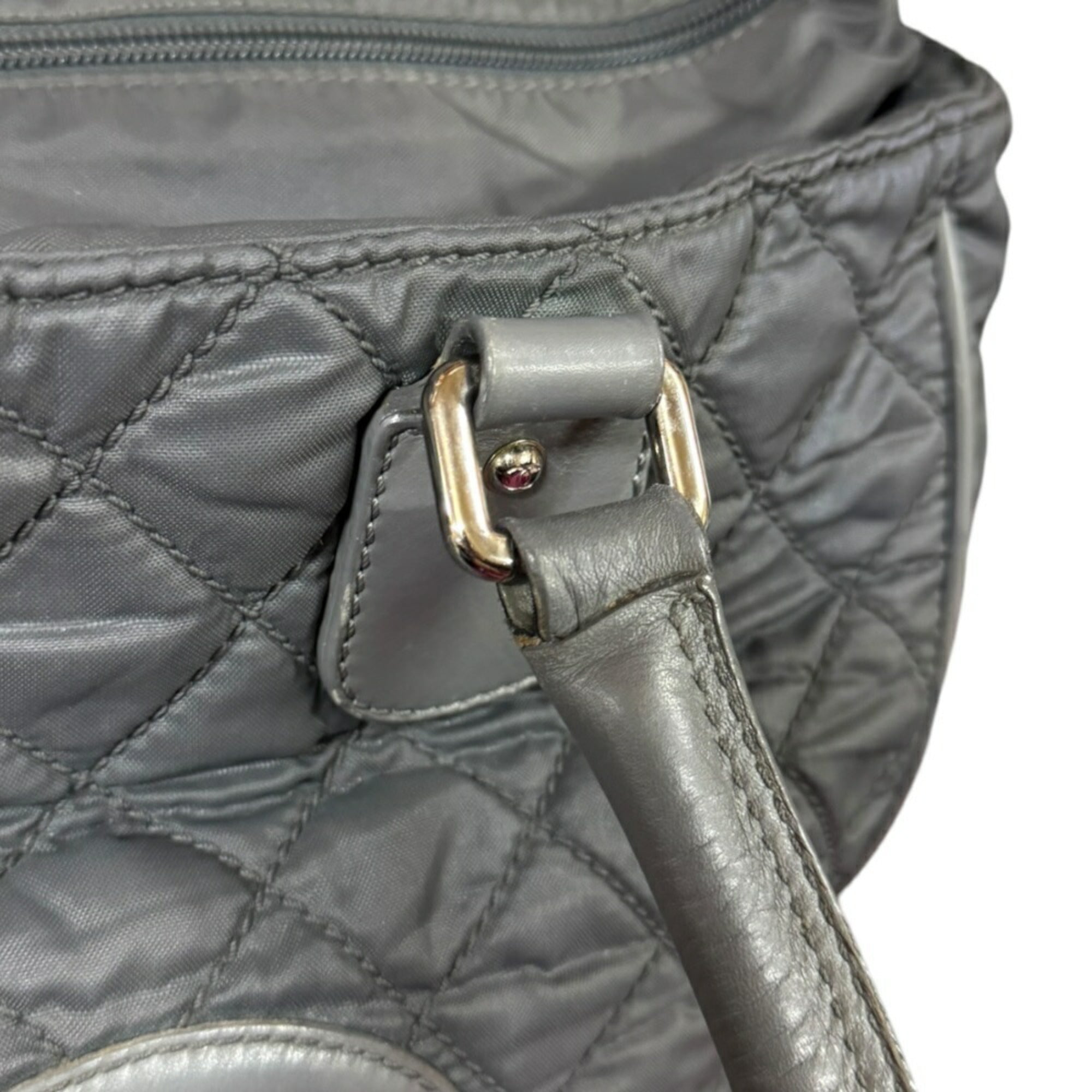 Chanel Gray Nylon Leather Tote Bag