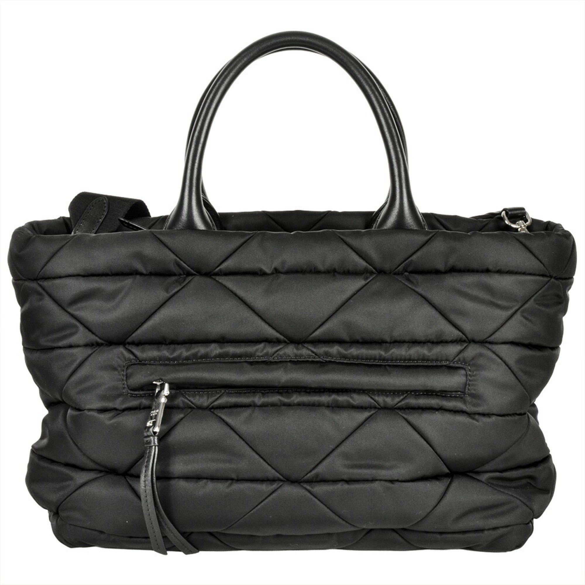Prada Black Nylon Nappa Leather Leather Tote Bag