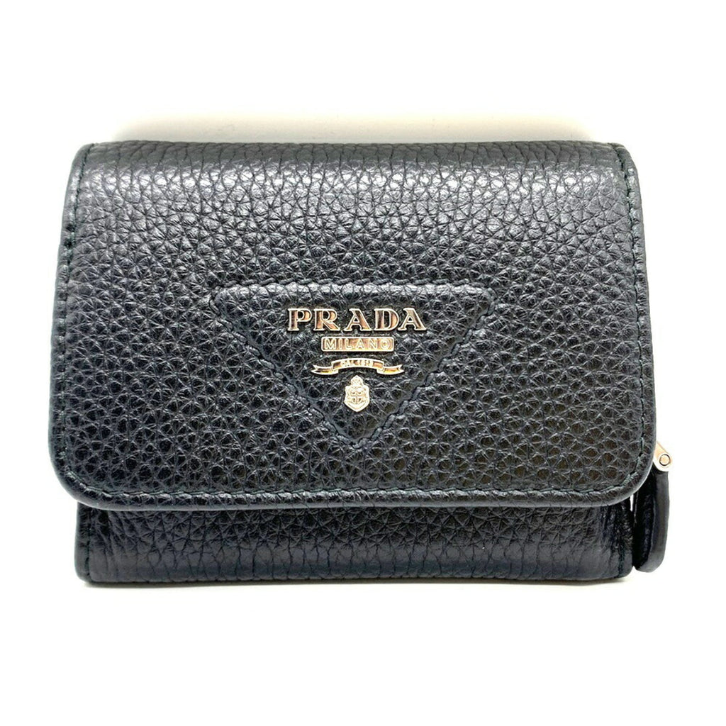 Prada Black Leather Wallet (Tri-Fold)