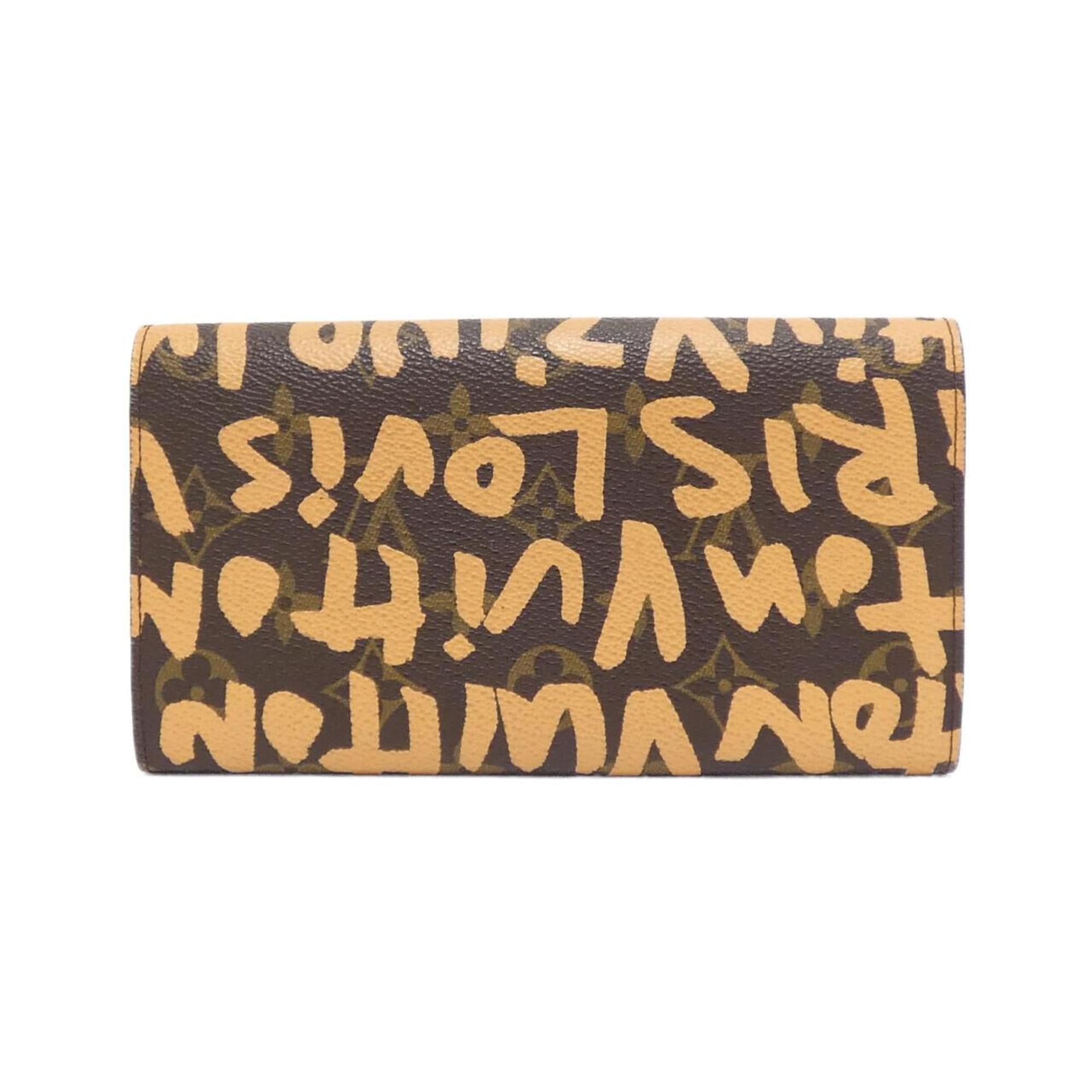Louis Vuitton Monogram Graffiti Marron Peach Coated Canvas Long Wallet