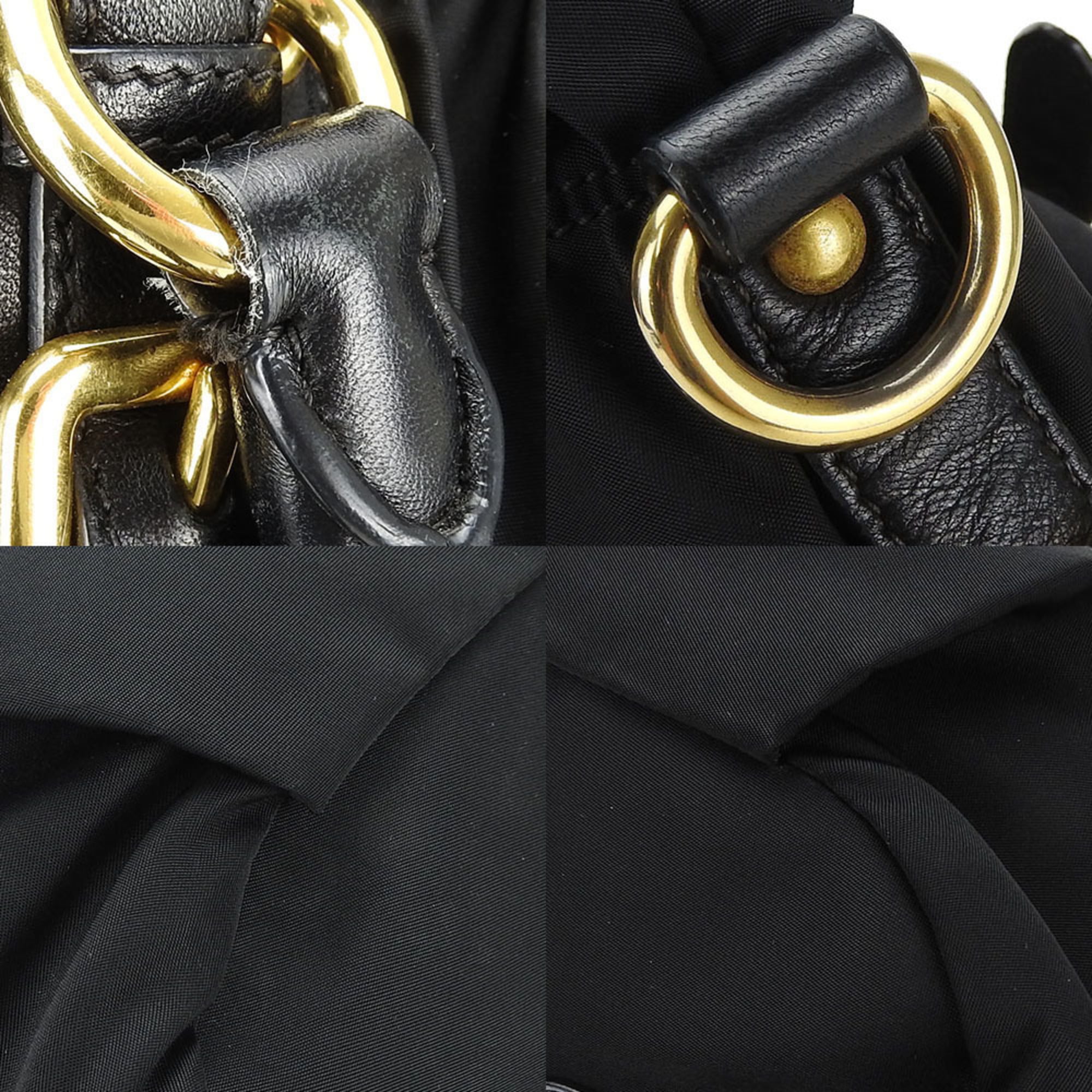 Prada Black Nylon Leather Handbag