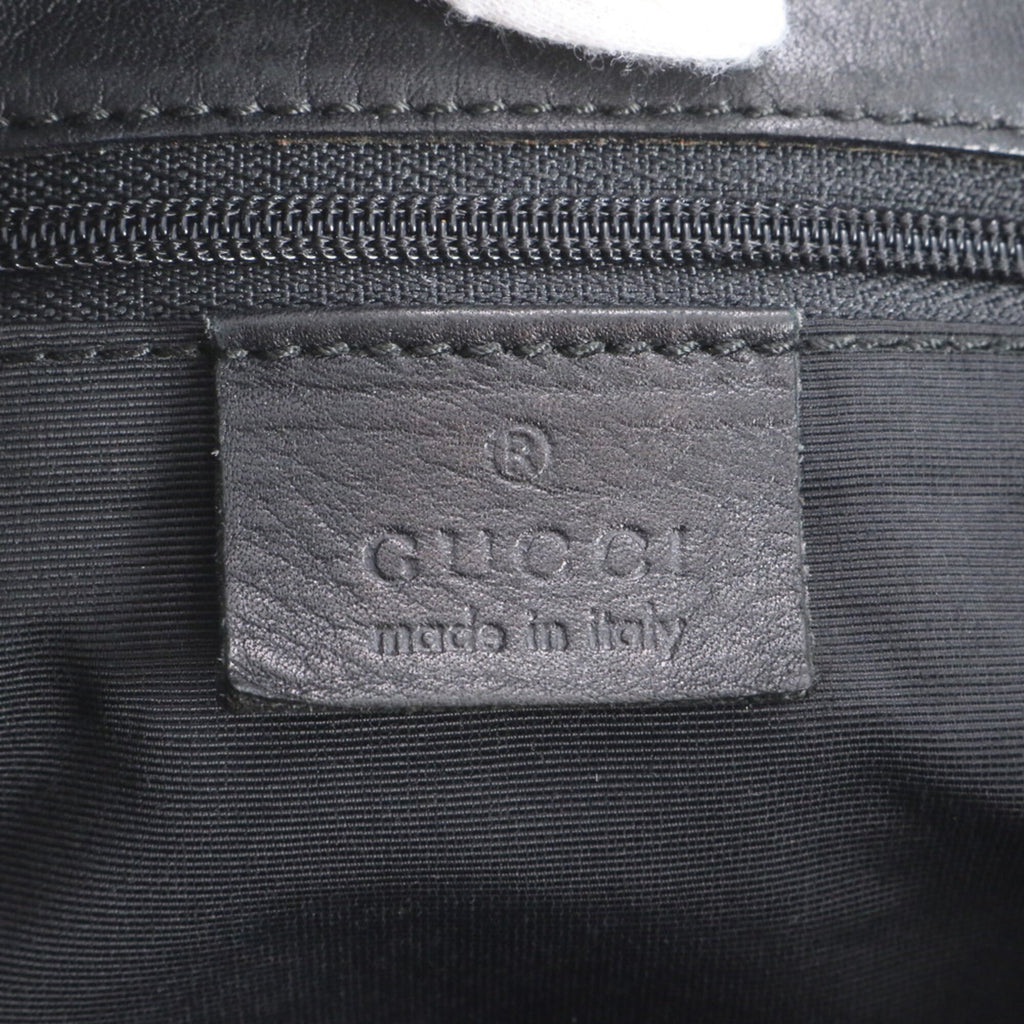 Gucci Black Gray Leather Canvas Handbag Shoulder Bag Tote Bag (Pre-Owned)