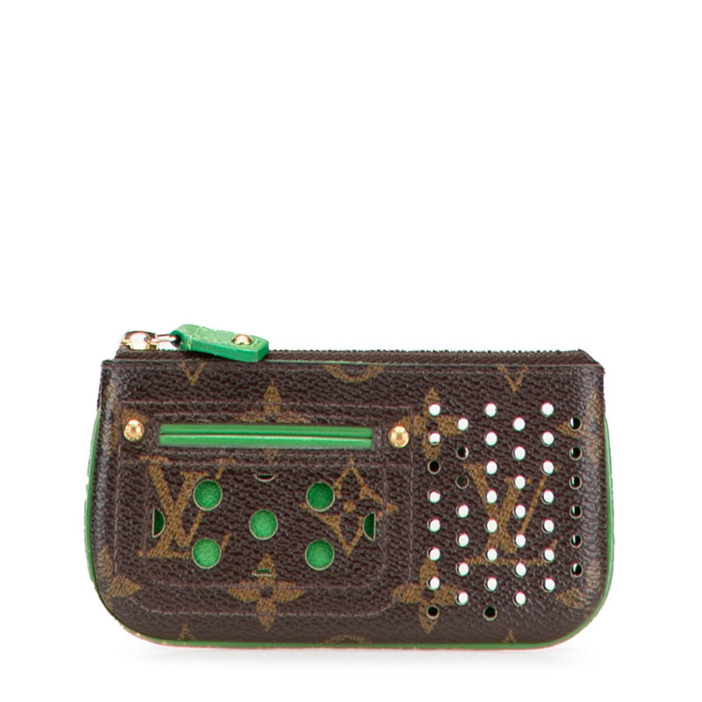 Louis Vuitton Monogram Perfo Brown Vert Pvc Leather Pochette