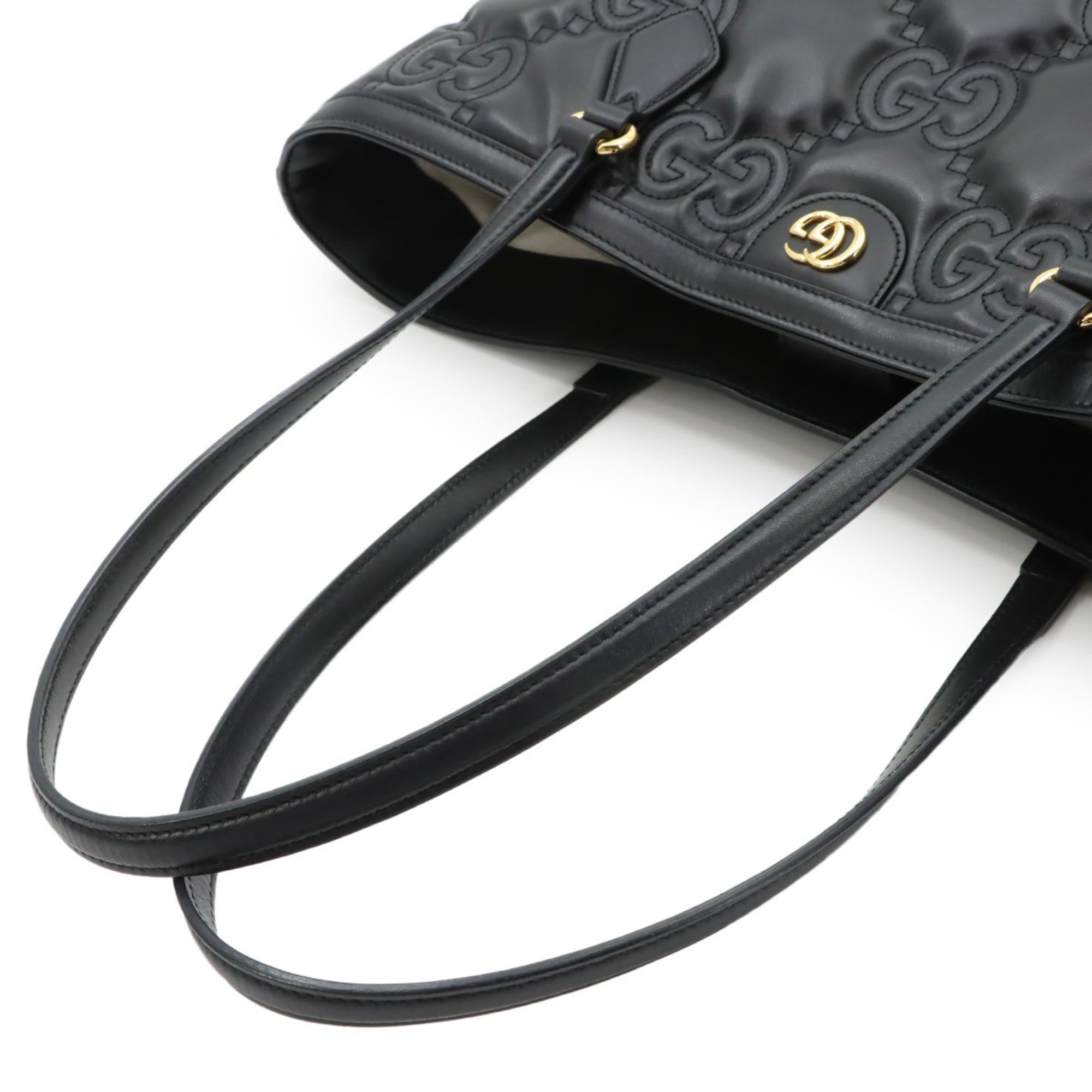Gucci Black Leather Handbag Tote Bag (Pre-Owned)