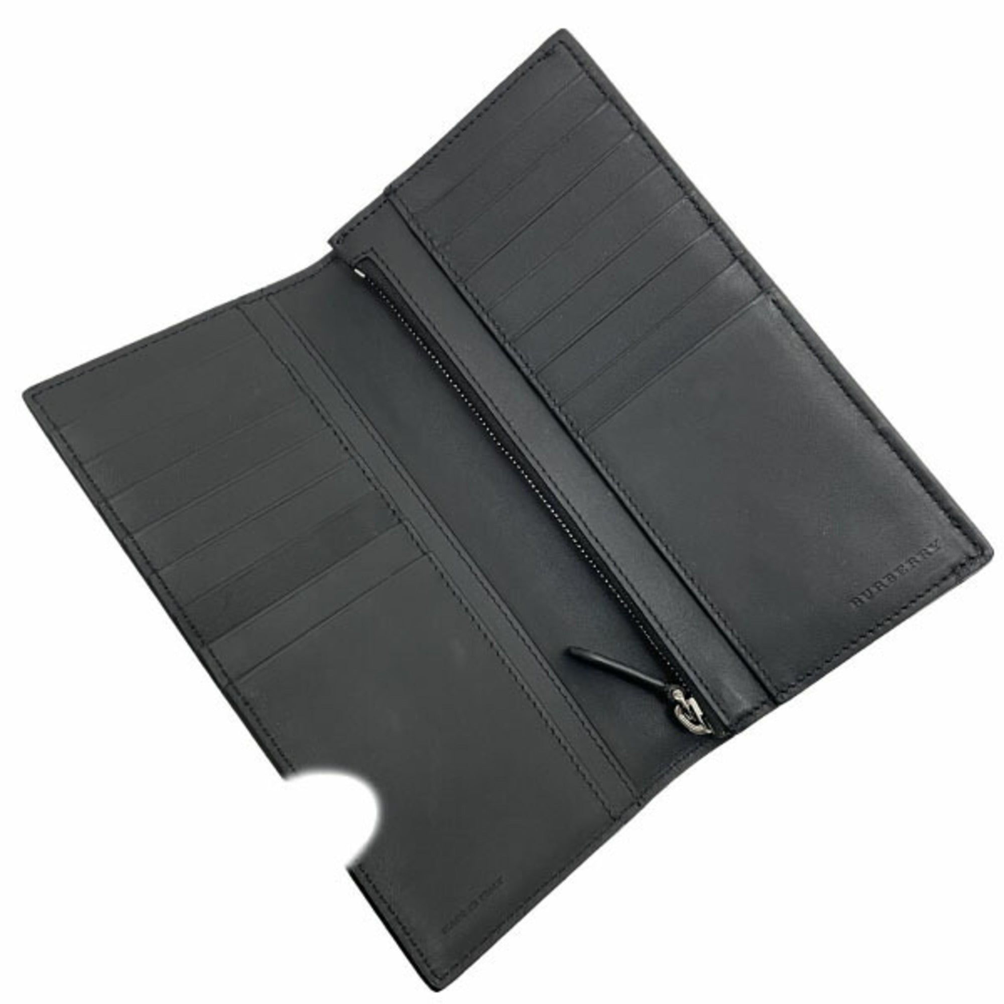 Burberry Black Leather Long Wallet (Bi-Fold)