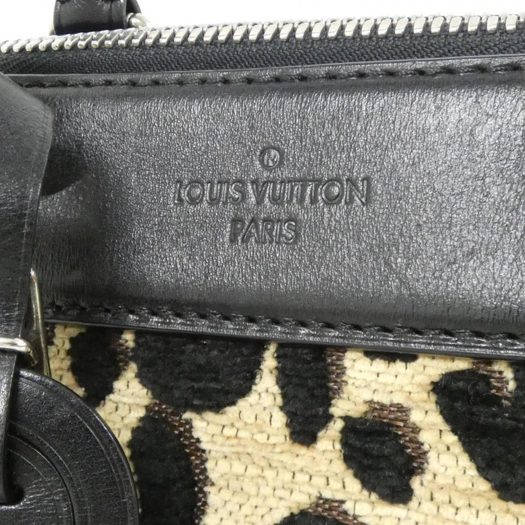 Louis Vuitton Leopard Beige Black Canvas Leather Handbag