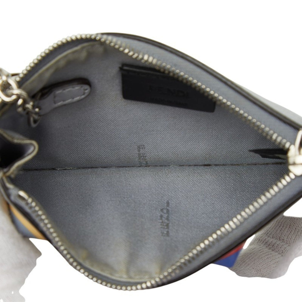 Fendi Gray Multi-Color Leather Coin Purse/Coin Case