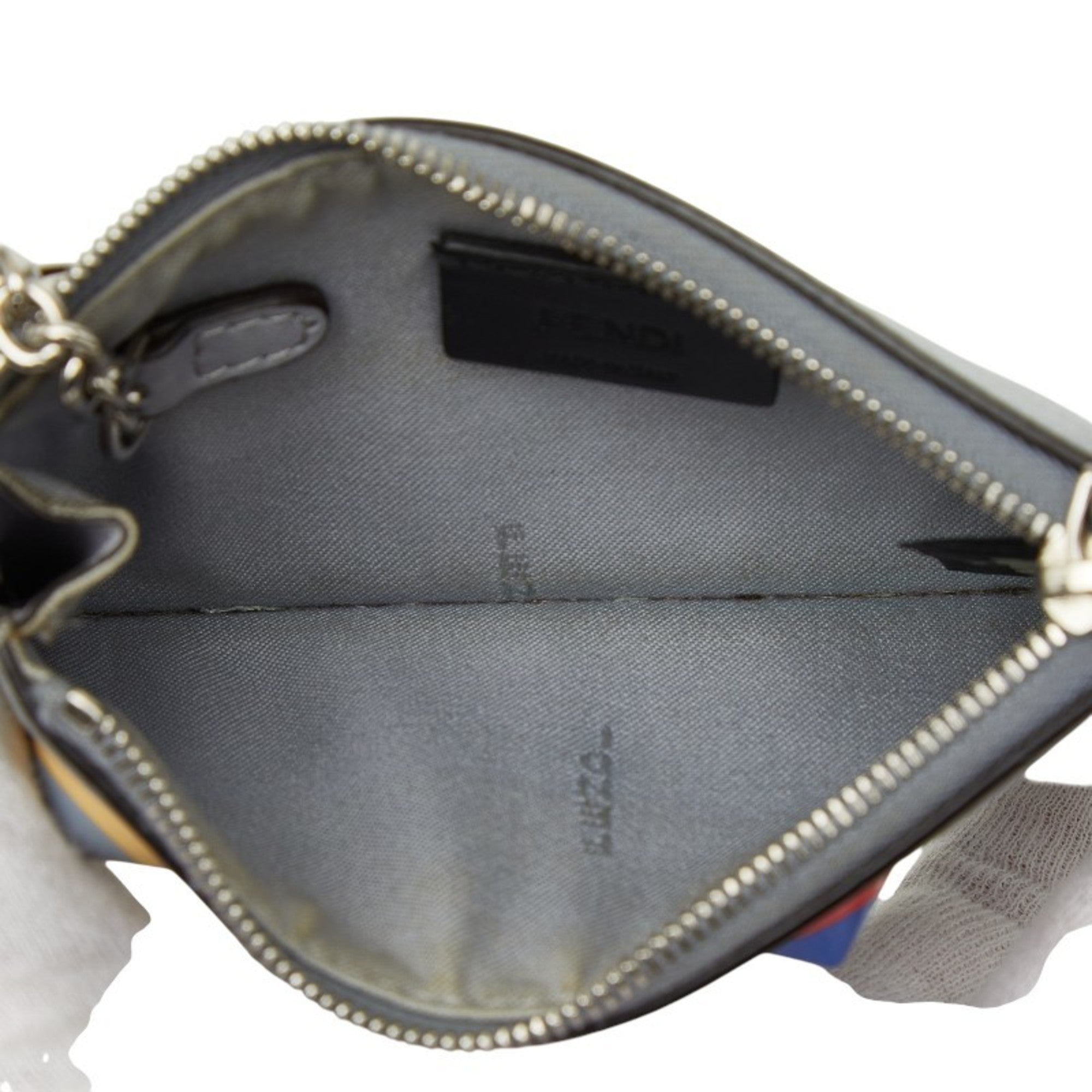 Fendi Gray Multi-Color Leather Coin Purse/Coin Case
