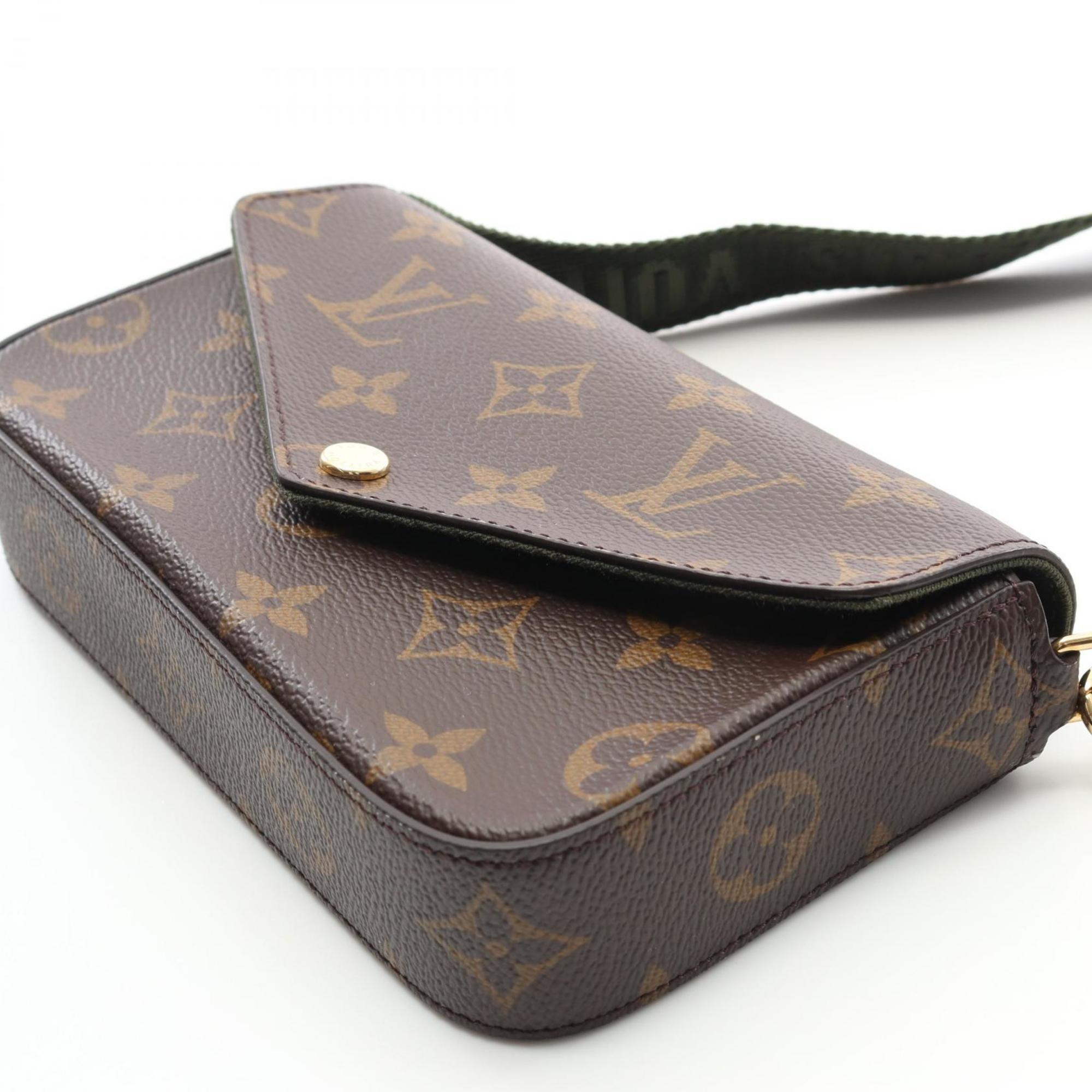 Louis Vuitton Brown Green Coated Canvas Pochette Shoulder Bag