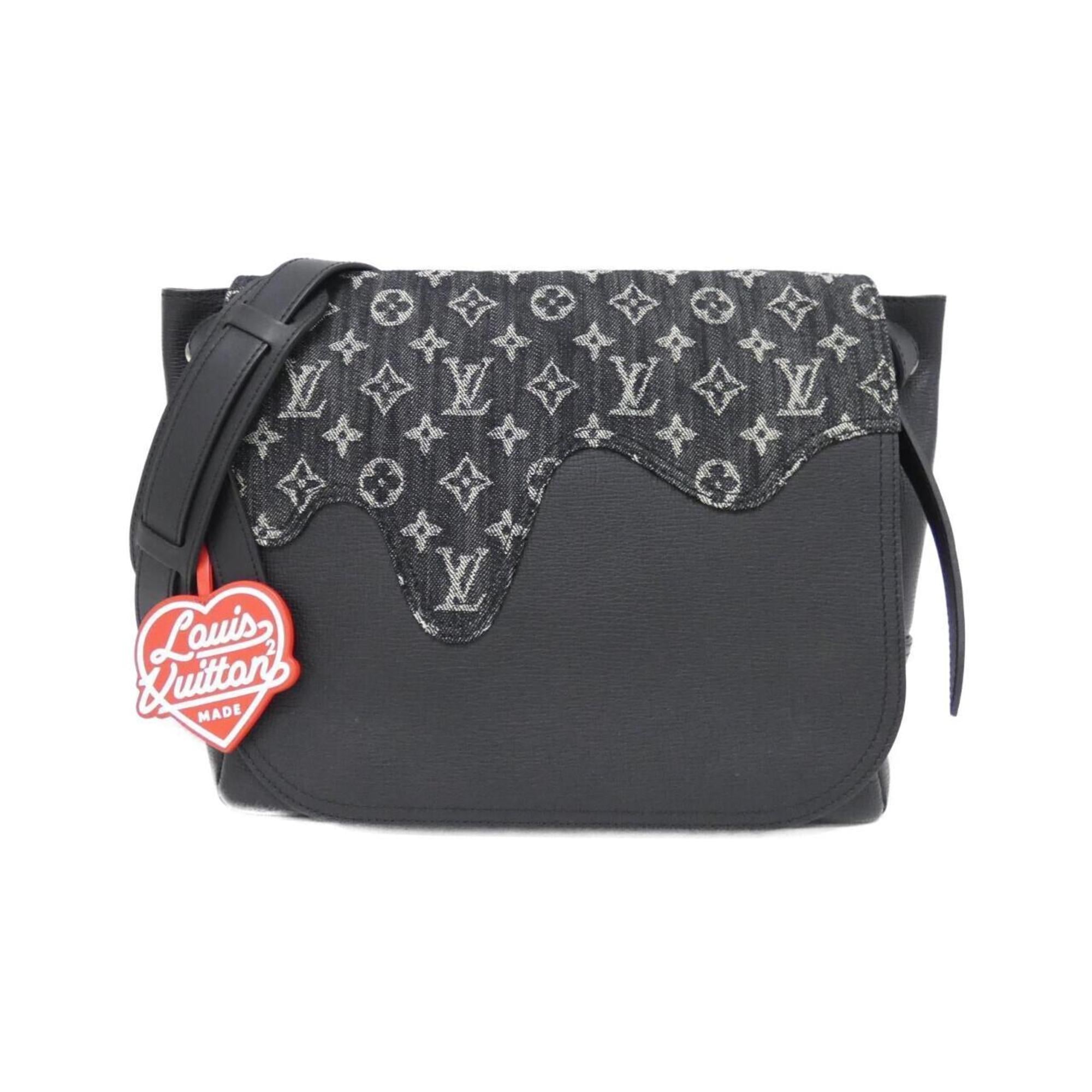 Louis Vuitton Black Denim Leather Shoulder Bag
