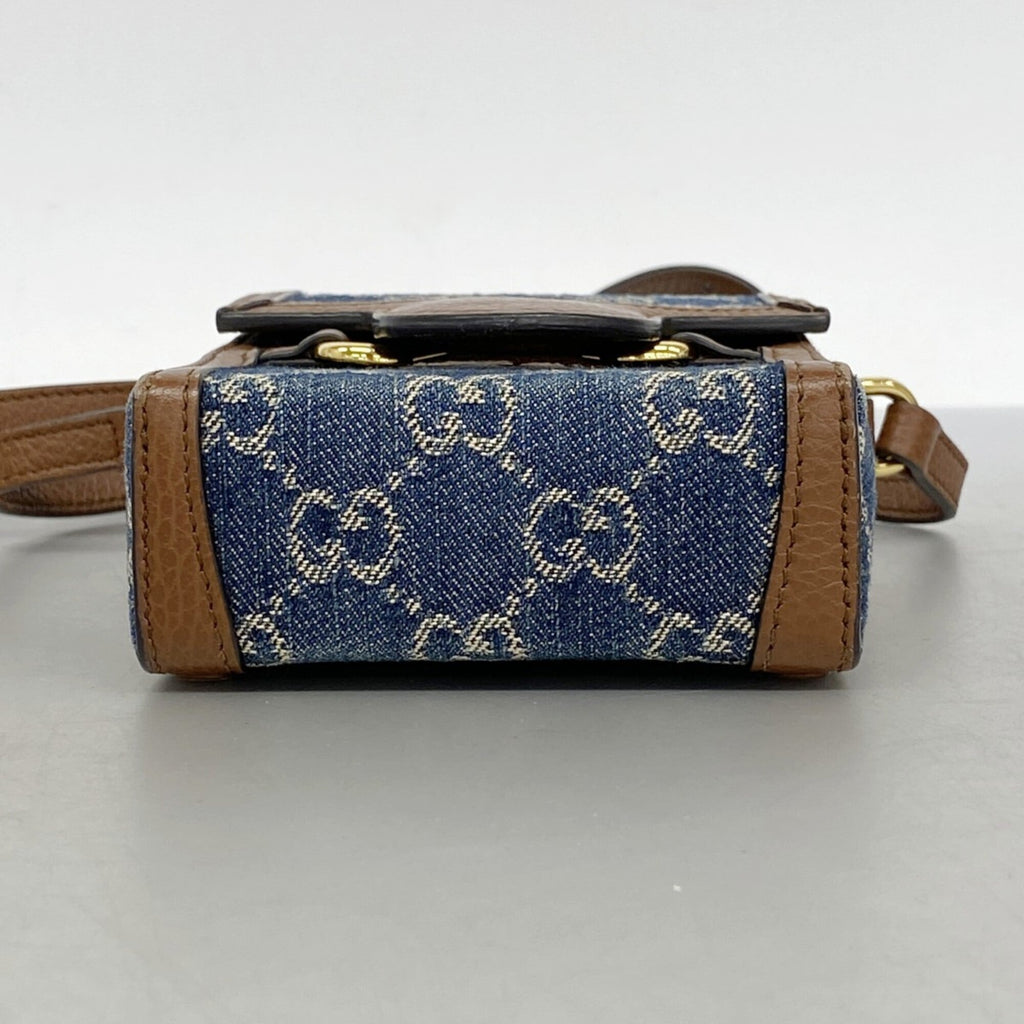 Gucci Blue Brown Denim Shoulder Bag (Pre-Owned)