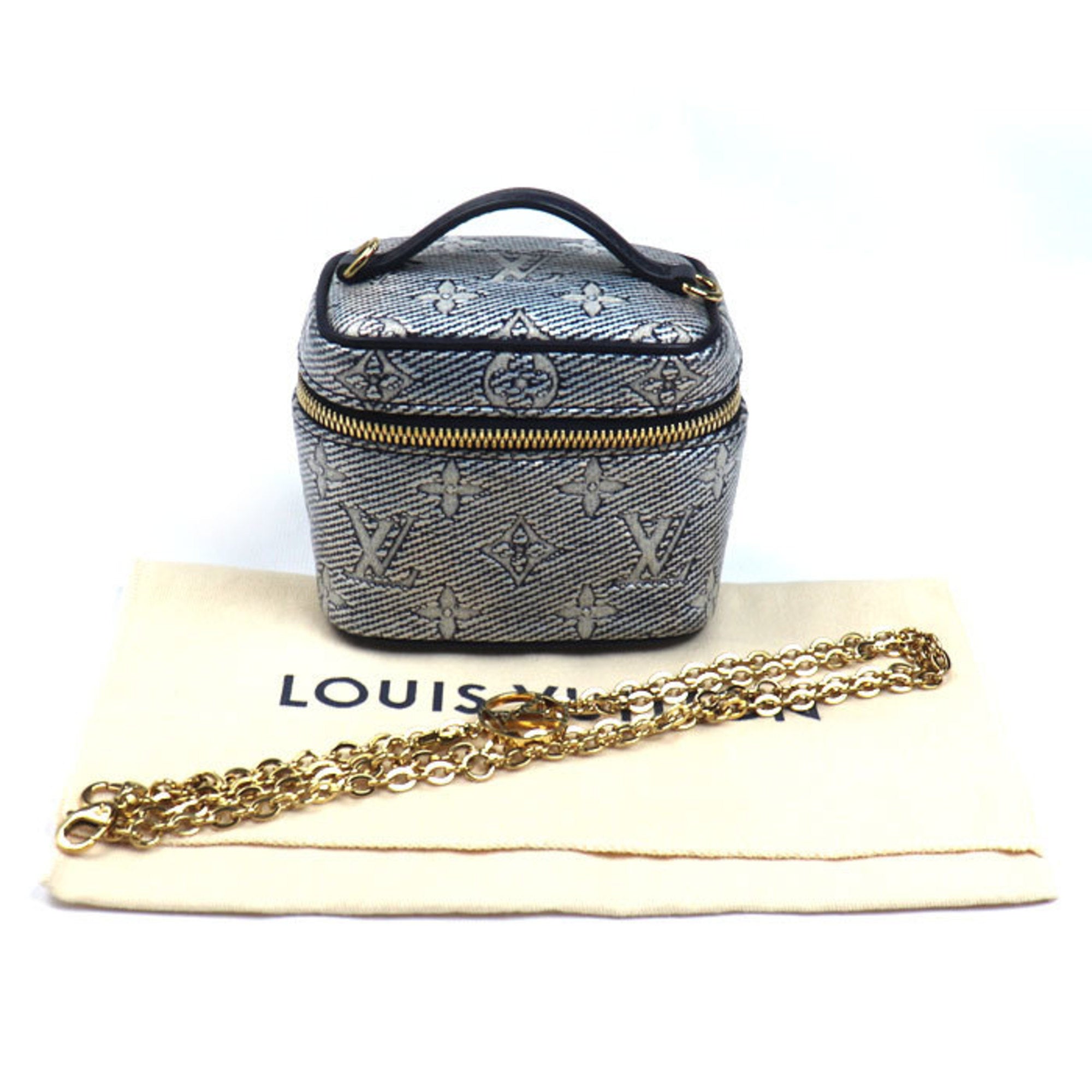 Louis Vuitton Navy Jacquard Denim Shoulder Bag Vanity Bag