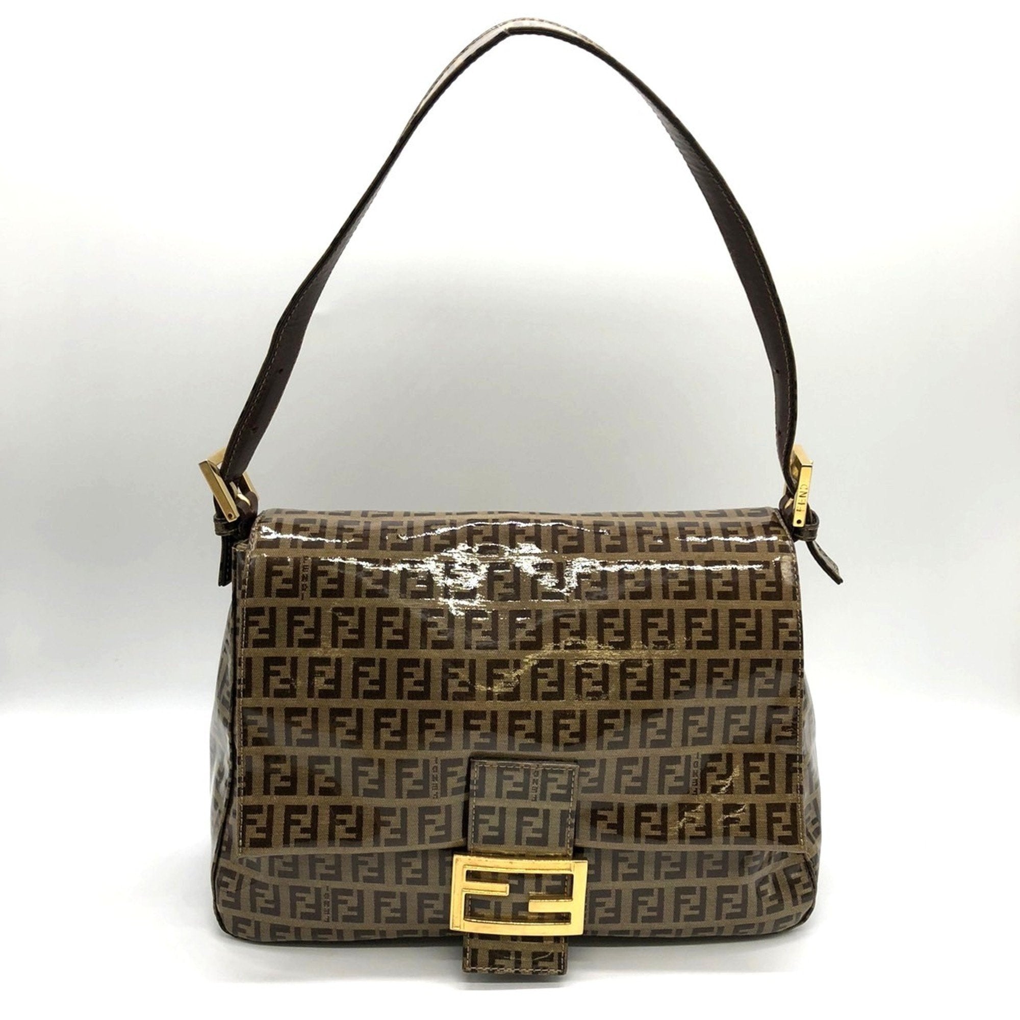 Fendi Zucchino Brown Nylon Shoulder Bag