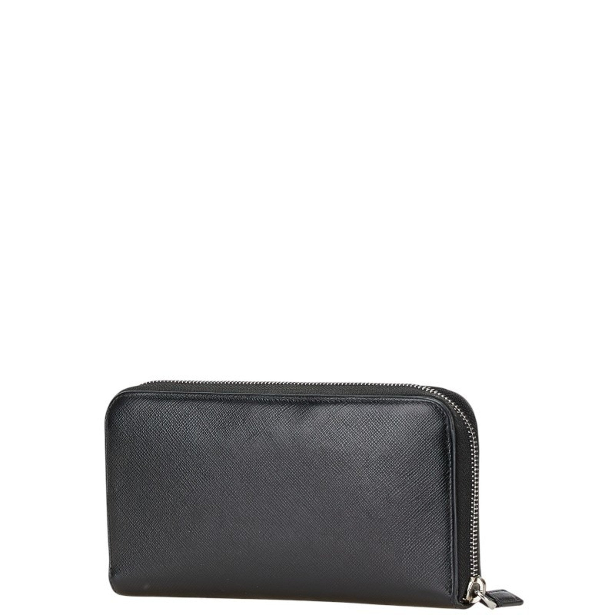 Prada Black Leather Long Wallet (Bi-Fold)