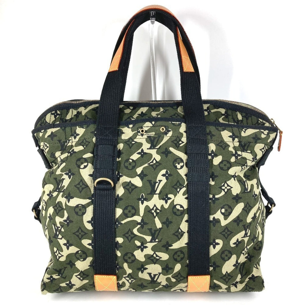 Louis Vuitton Black Green Leather Canvas Boston Bag Shoulder Bag Tote Bag