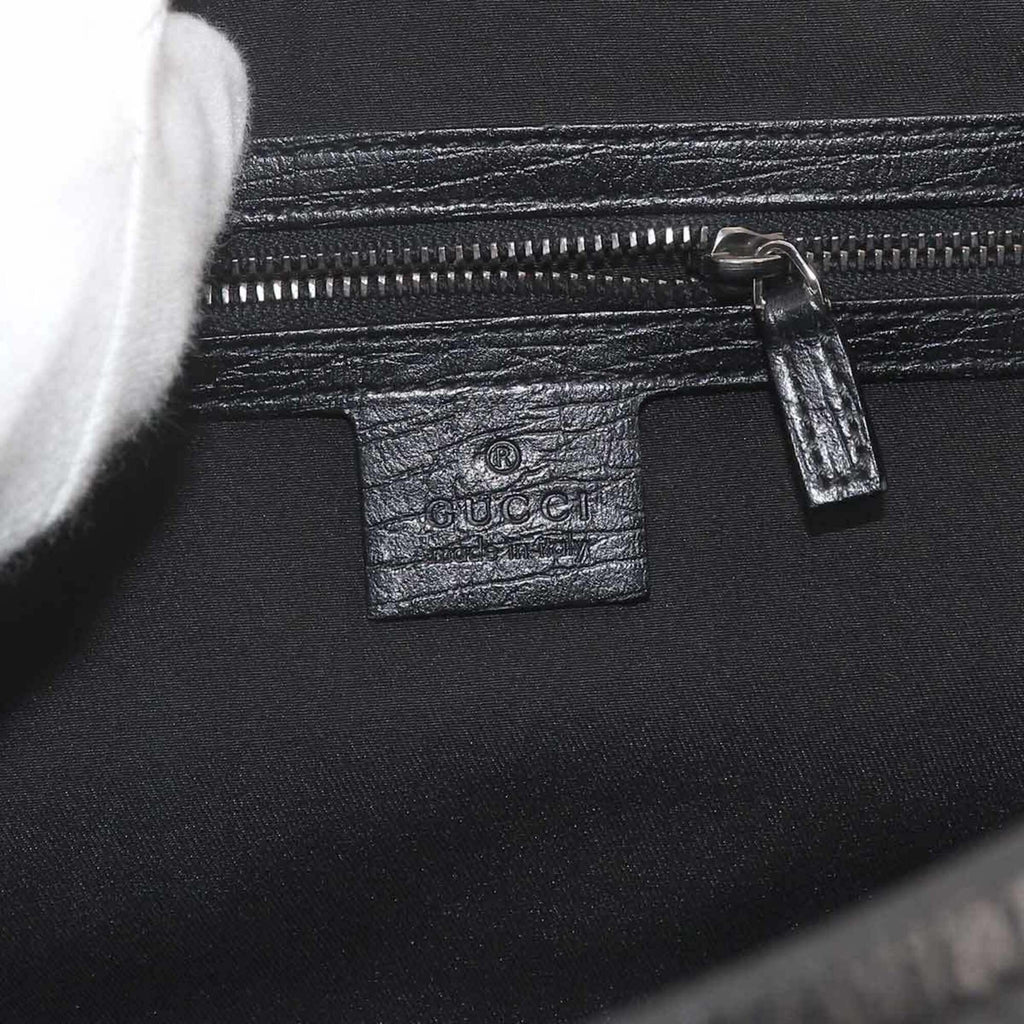 Gucci Black Gg Canvas Leather Handbag (Pre-Owned)