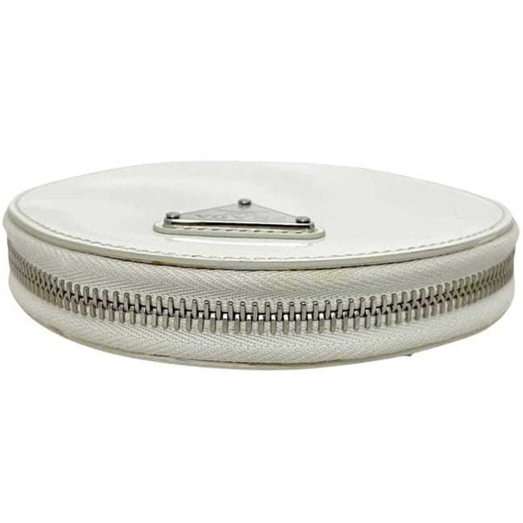 Prada White Leather Pochette Shoulder Bag