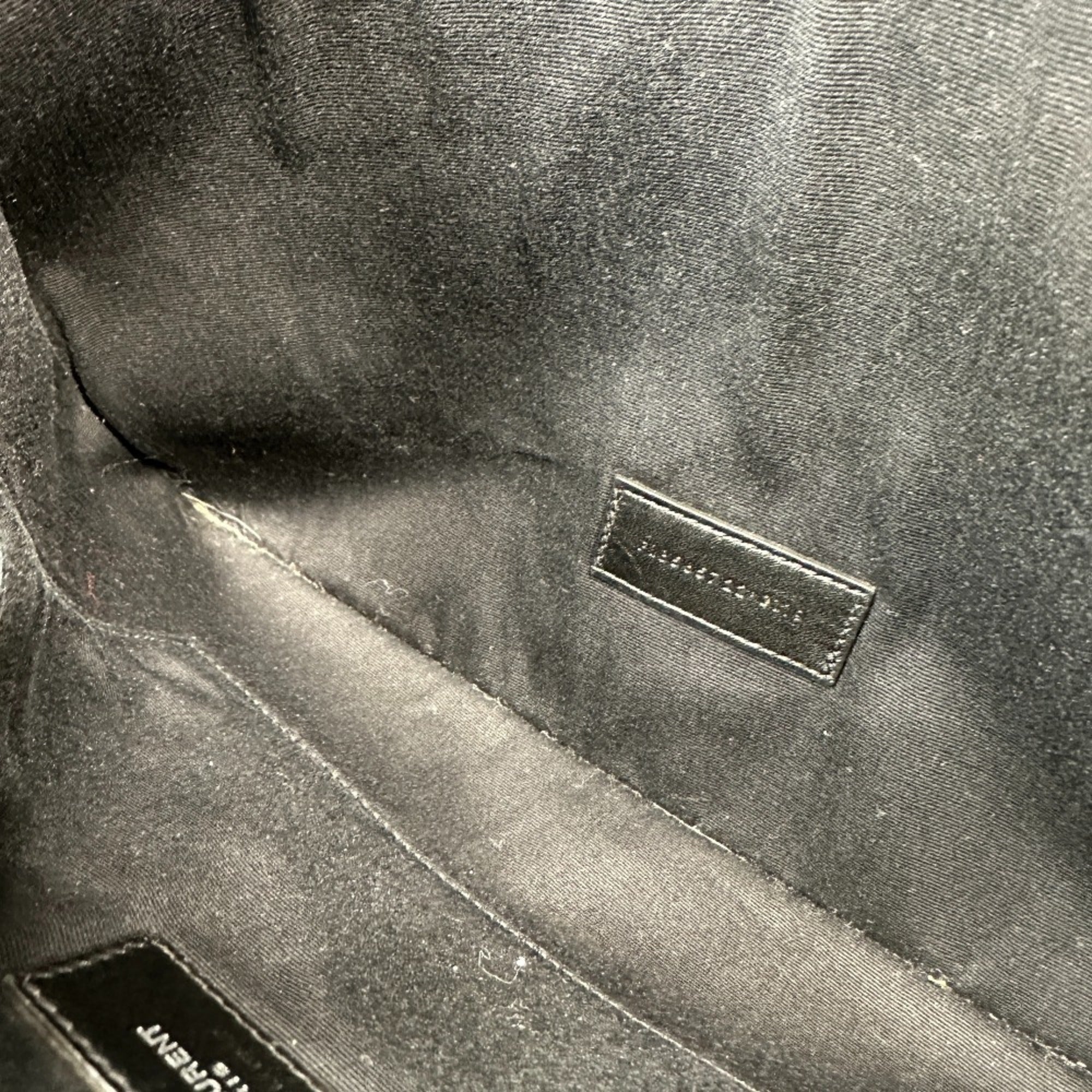 Saint Laurent Black Gray Coated Canvas Leather Clutch Bag Pouch (Pre-Owned)