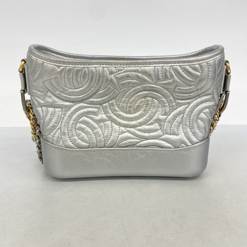 Chanel Silver Leather Shoulder Bag