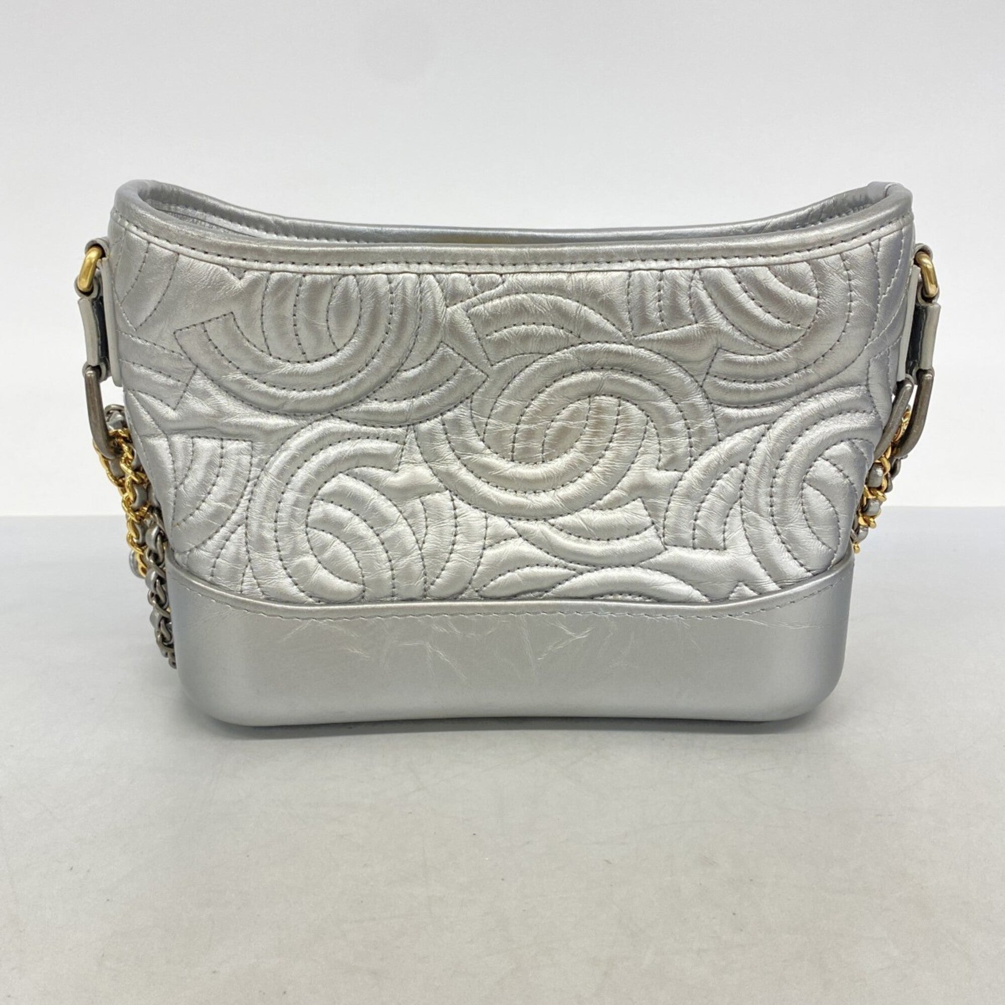 Chanel Silver Leather Shoulder Bag