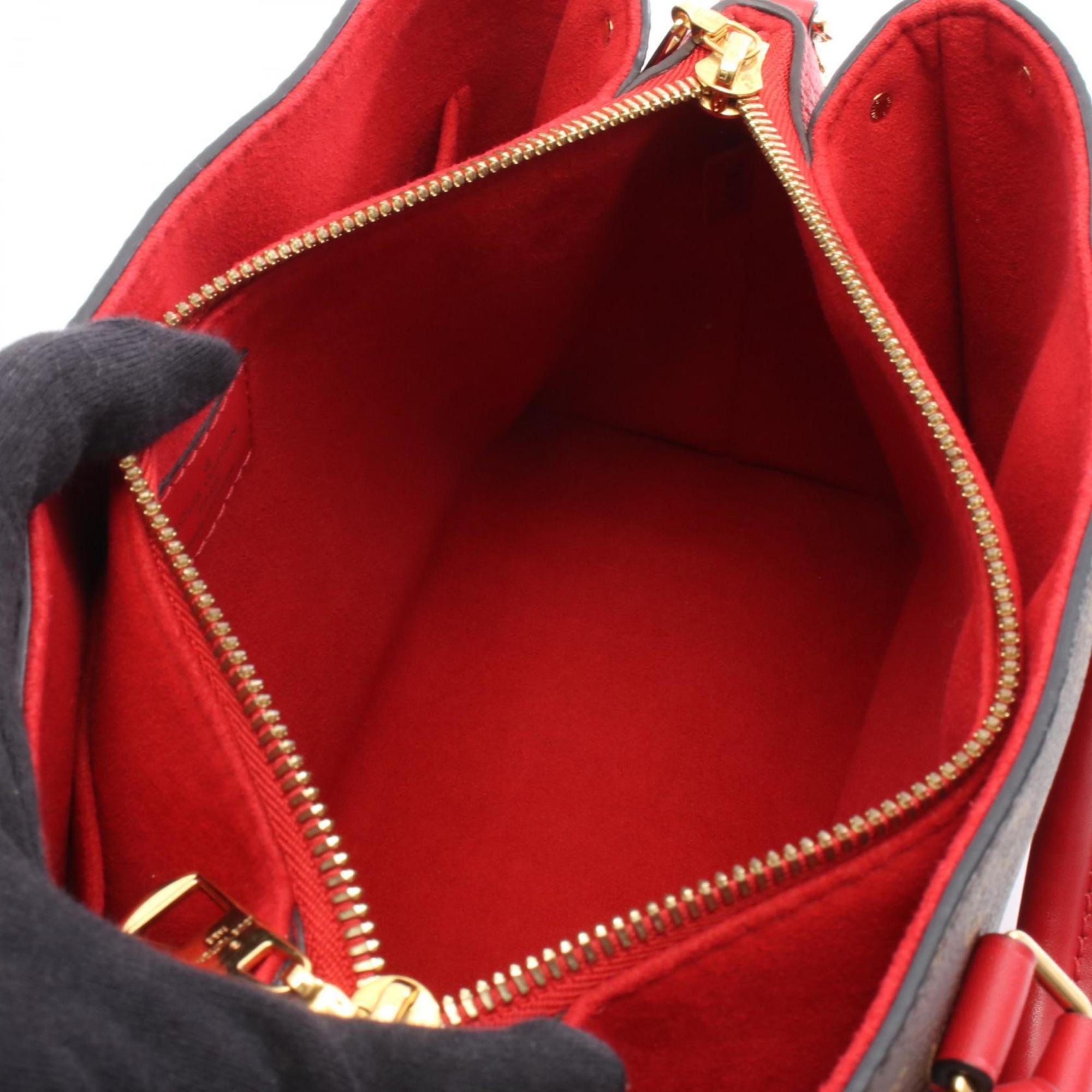 Louis Vuitton Brown Red Color Coated Canvas Pvc Leather Monogram Handbag