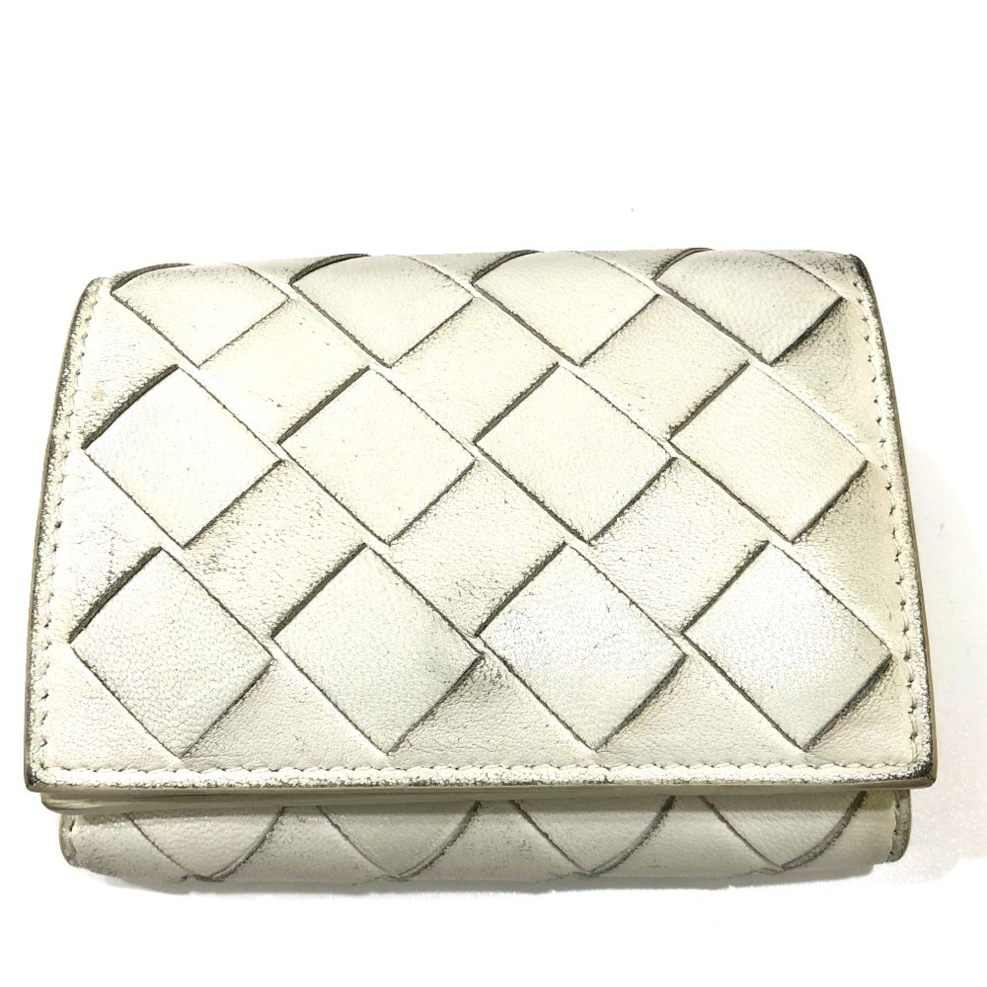 Bottega Veneta White Leather Wallet (Tri-Fold)