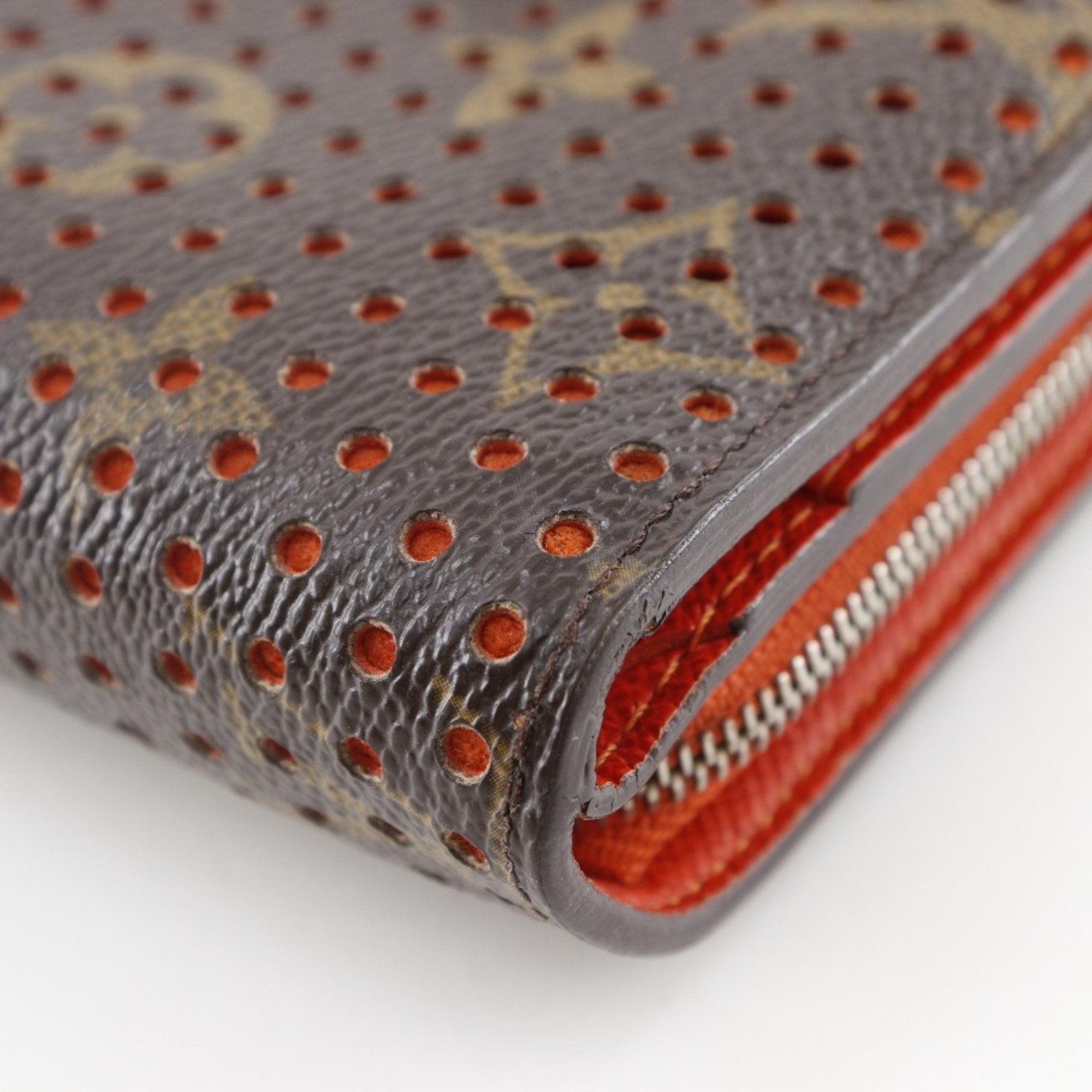 Louis Vuitton Lv Orange Orange Monogram Perforated Wallet