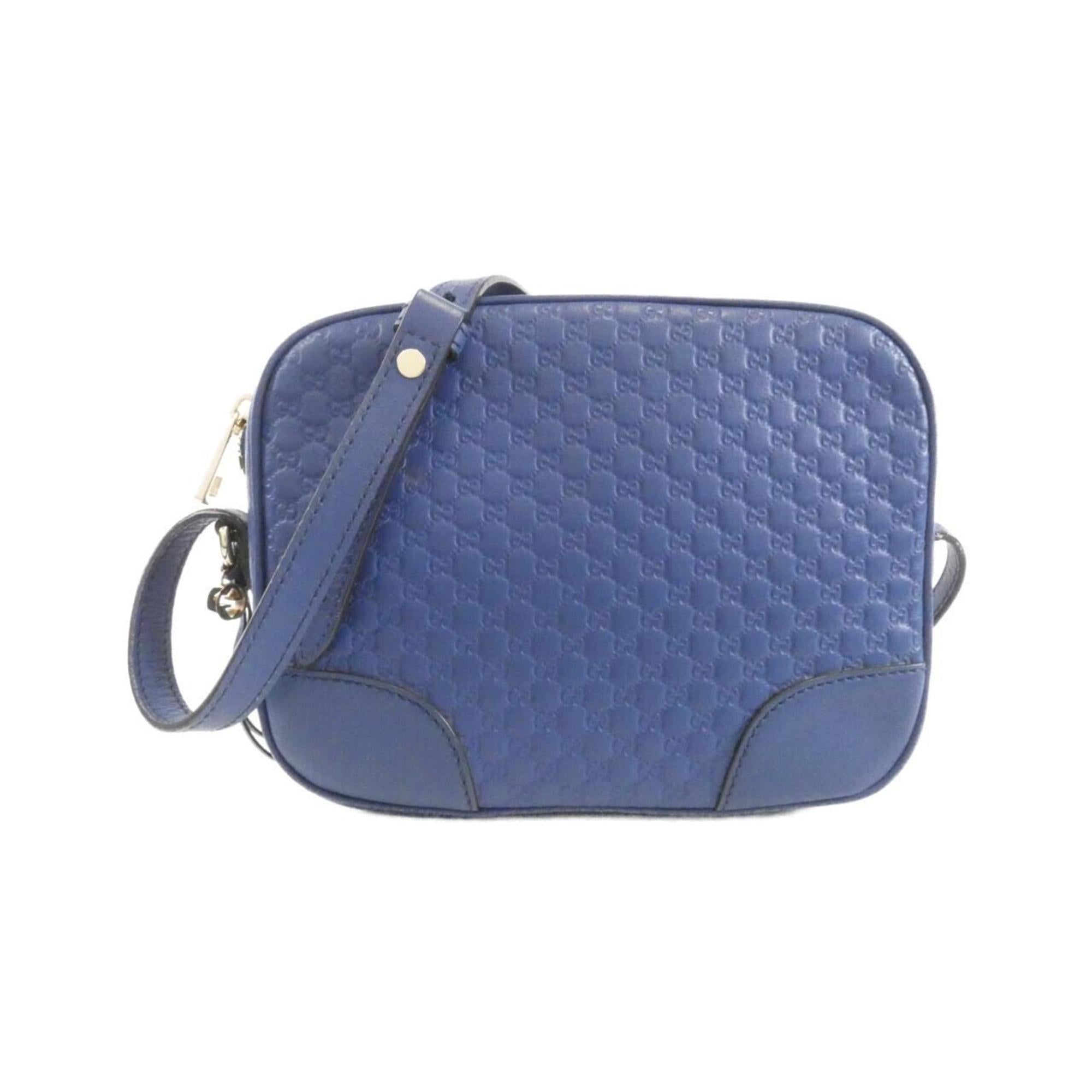 Gucci Dark Blue Micro Gg Leather Shoulder Bag (Pre-Owned)