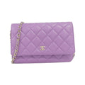 Chanel Purple Grained Calfskin Chain/Shoulder Wallet