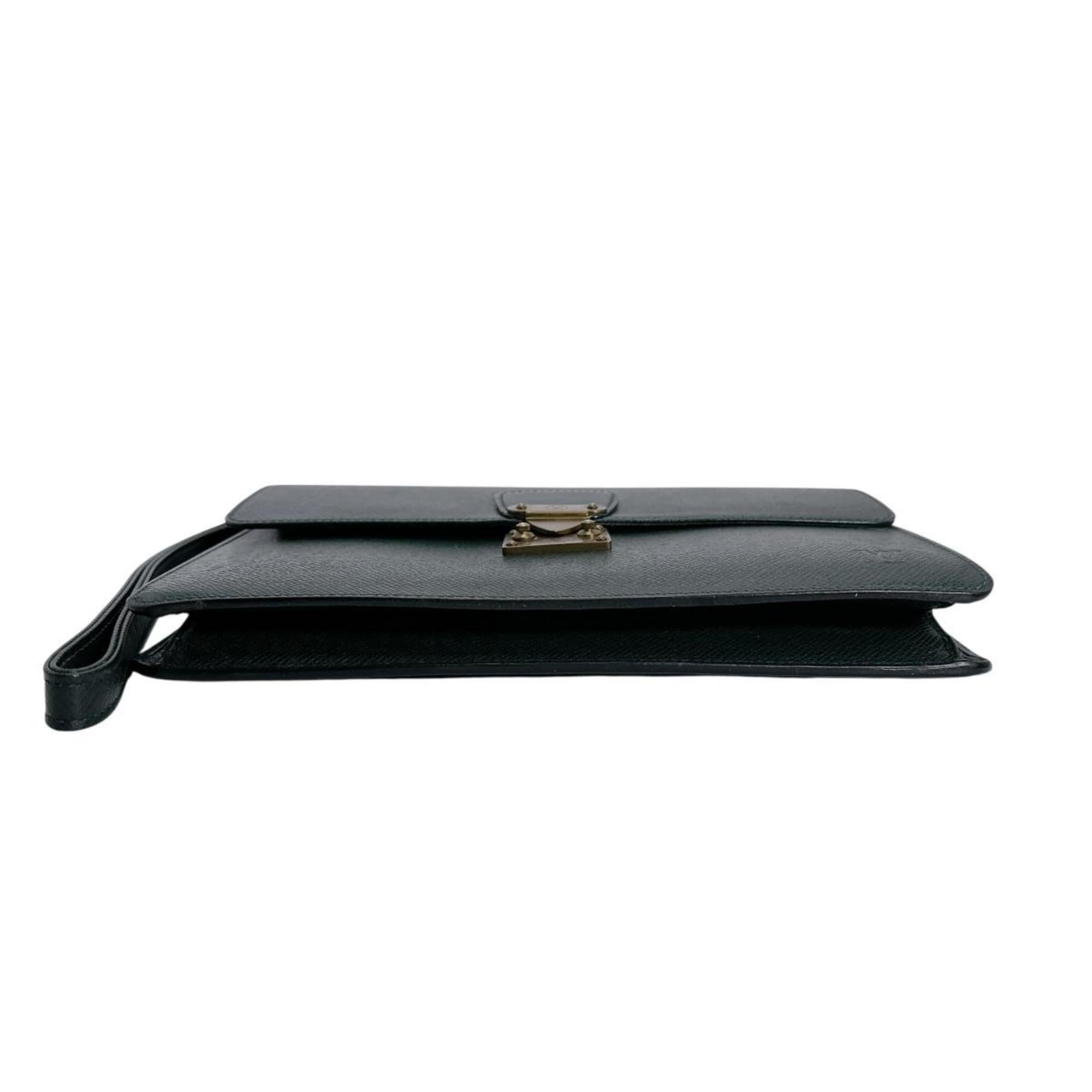 Louis Vuitton Episea Green Taiga Leather Clutch Bag