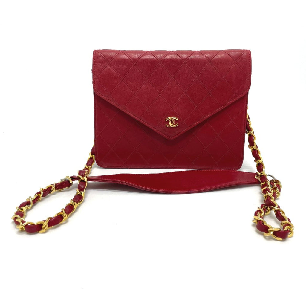 Chanel Red Leather Shoulder Bag