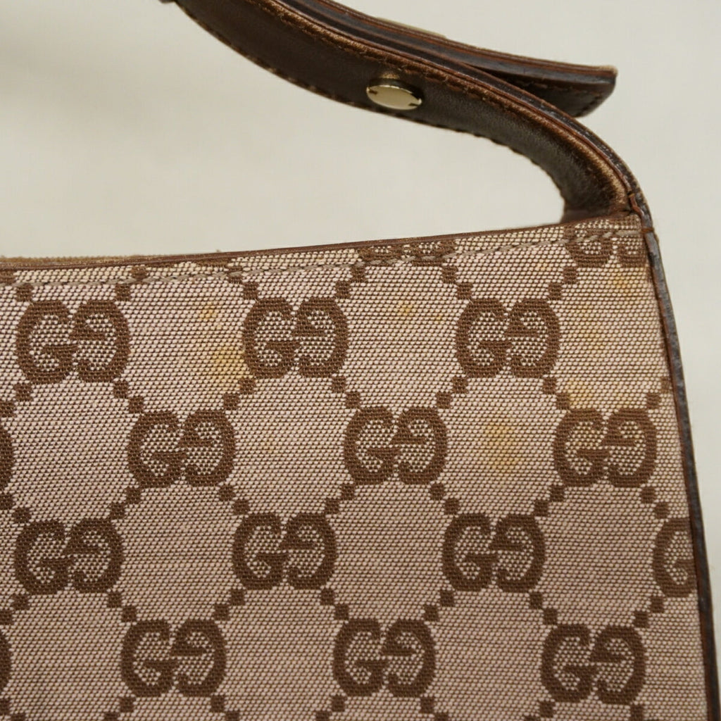 Gucci Brown Canvas Leather Handbag (Pre-Owned)