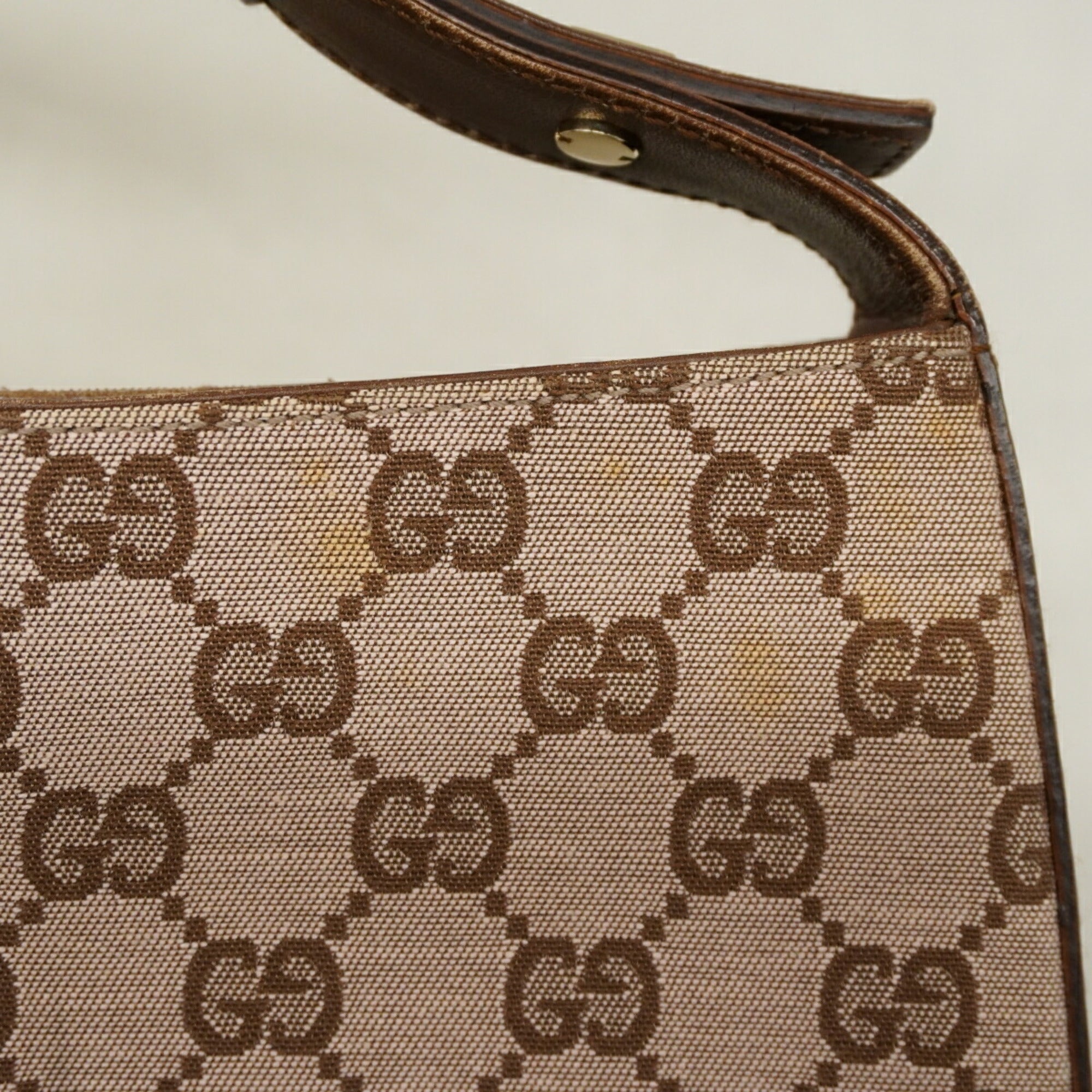 Gucci Brown Canvas Leather Handbag (Pre-Owned)