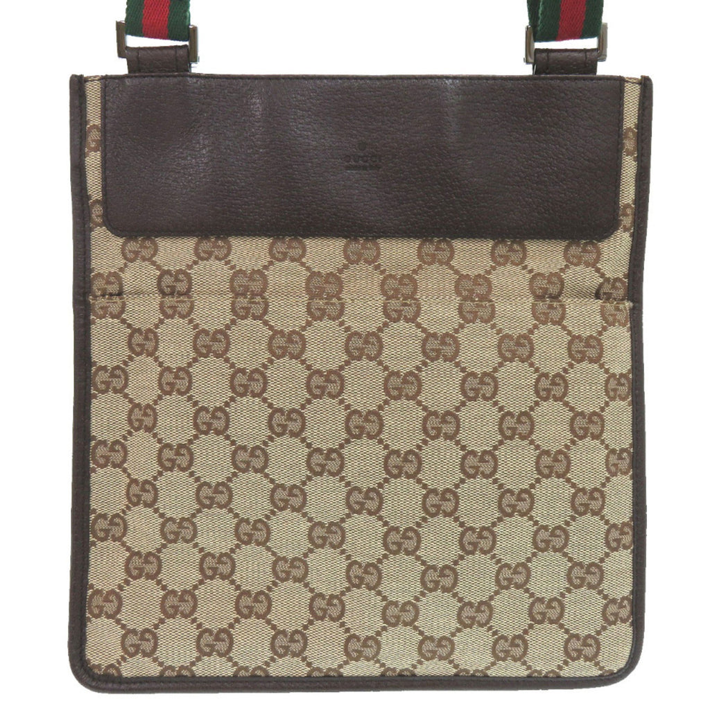 Gucci Brown Green Red Color Gg Canvas Leather Messenger Bag Sling Bag (Pre-Owned)